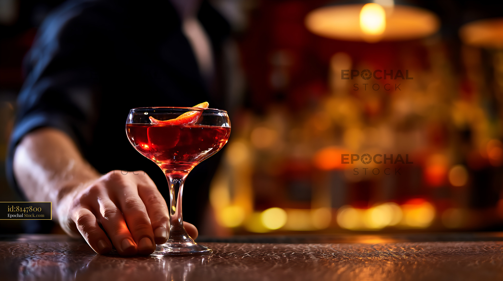 Bushwick Cocktail with Citrus Twist, Bar - stock photo