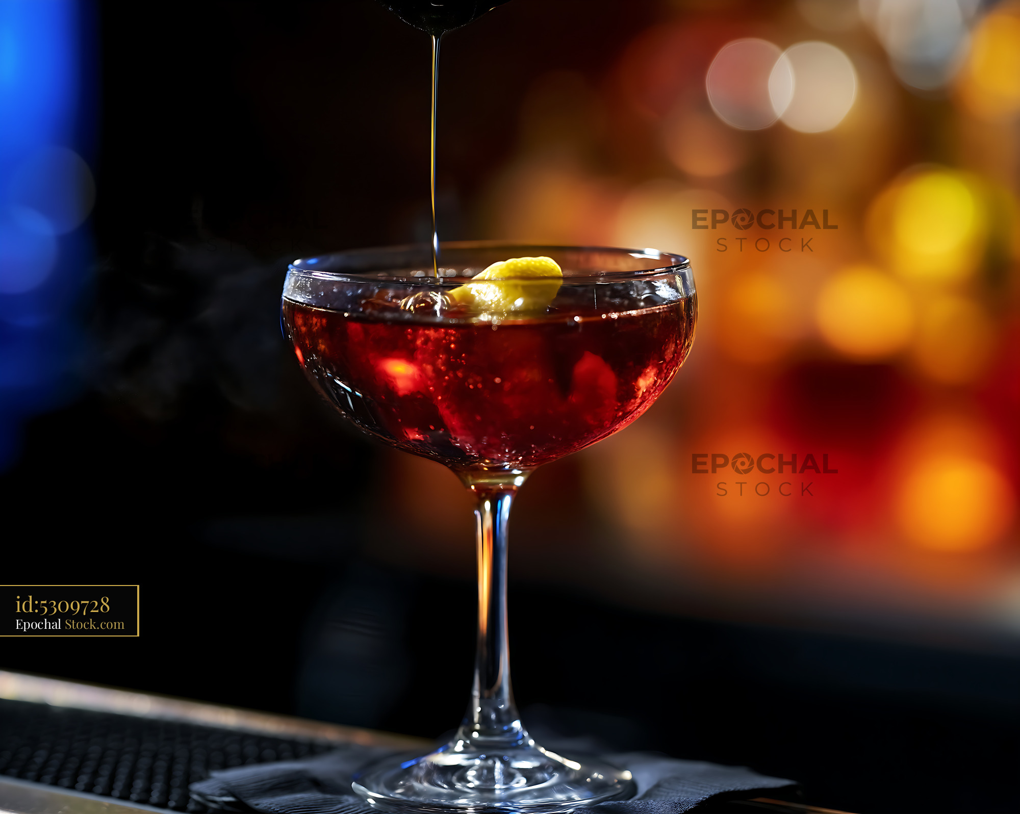 Bushwick Cocktail Being Poured at Bar - stock photo