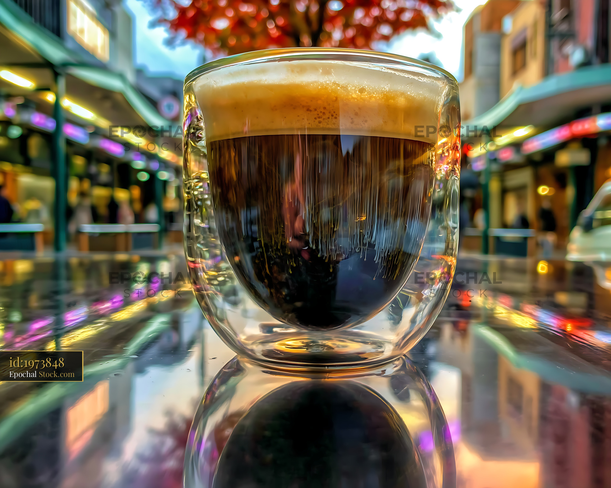 Nitro Caramel Coffee on Urban Street - stock photo