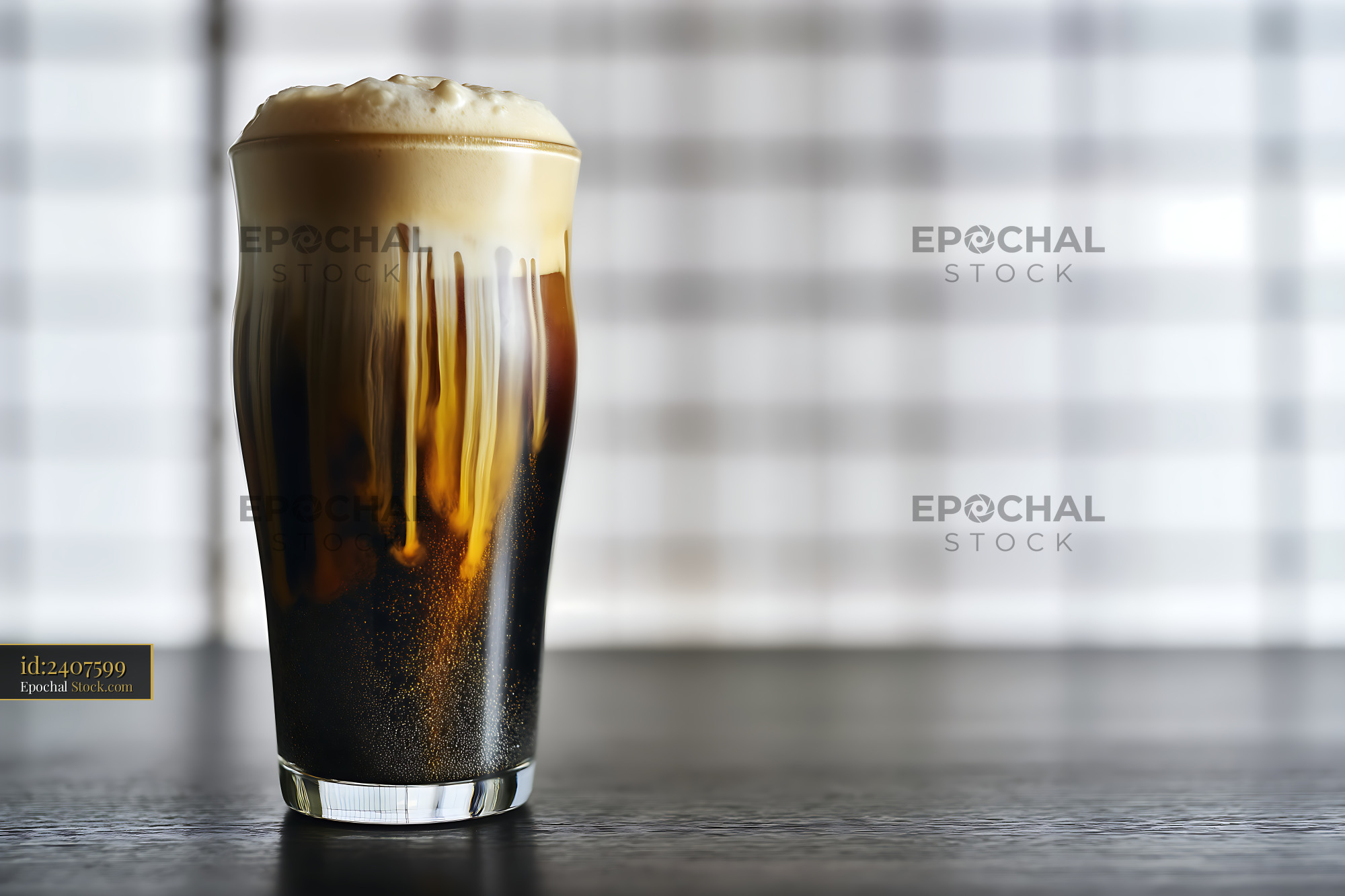 Nitro Caramel Coffee with Creamy Head Foam - stock photo