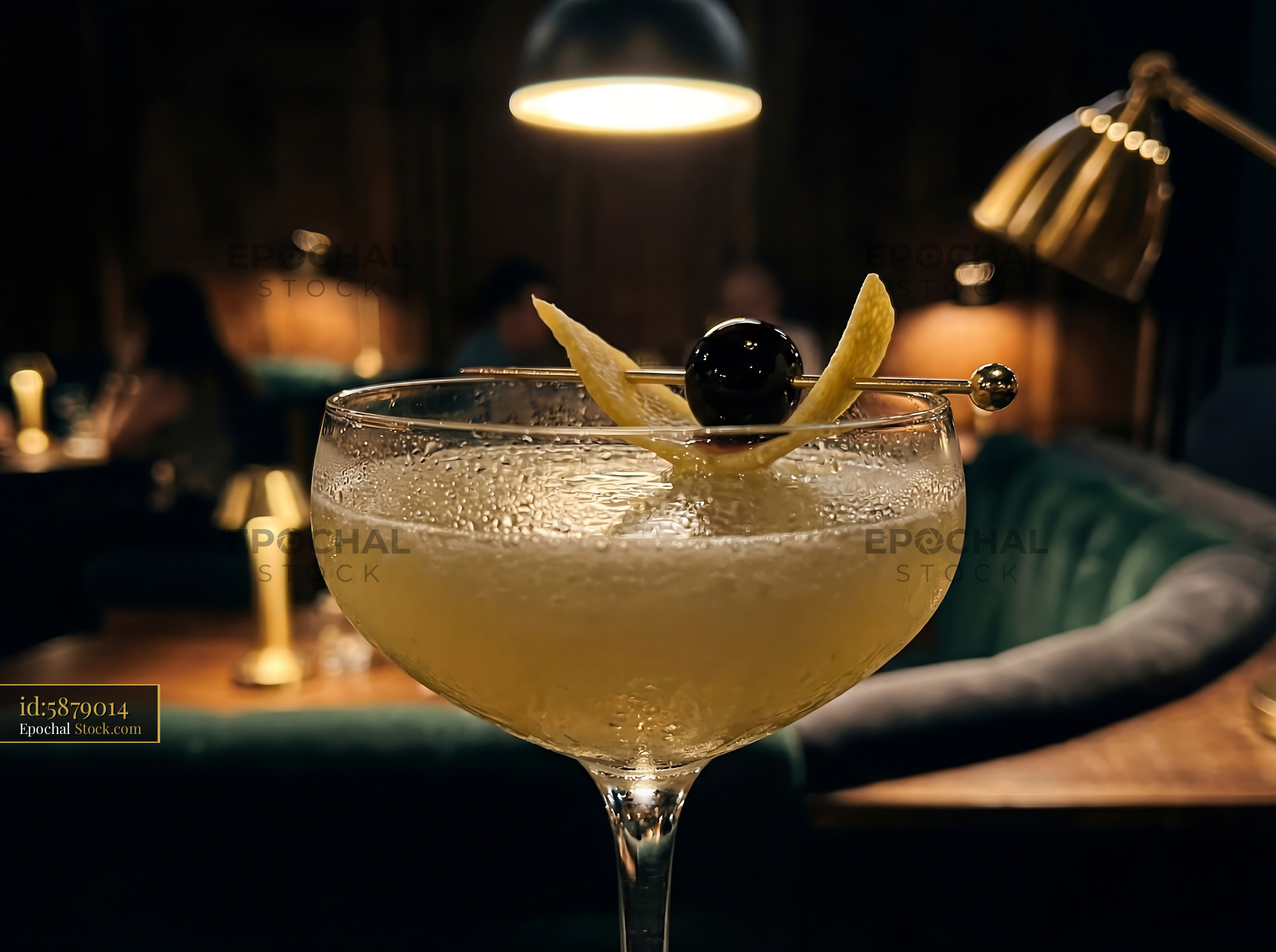 Final Ward Cocktail with Black Olive Garnish - stock photo