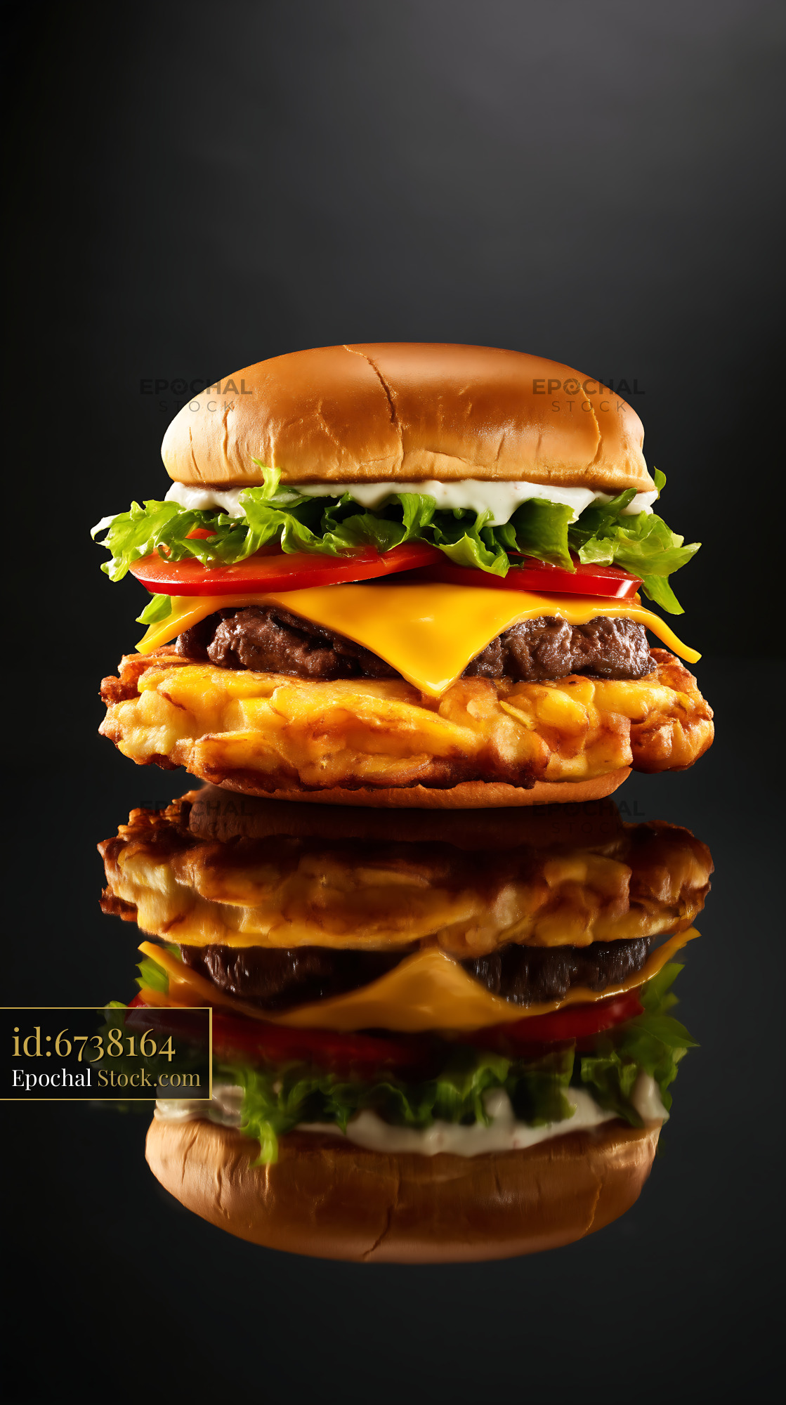 Double Cheeseburger with Hash Brown Base - stock photo