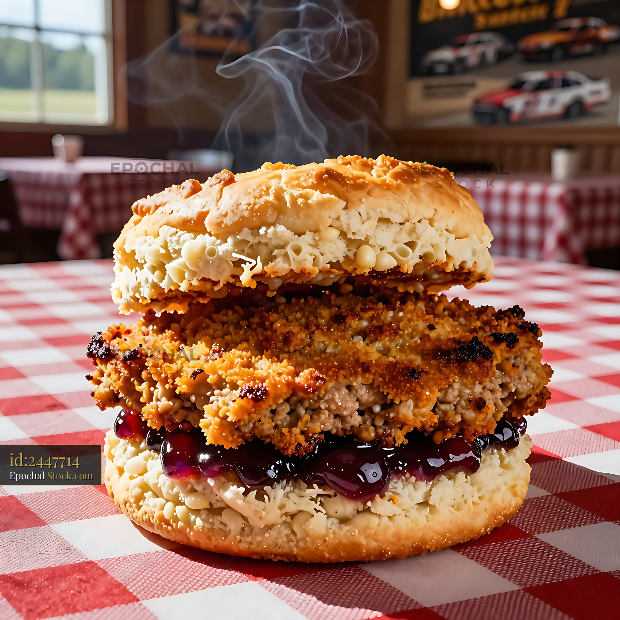 Freshly Fried Livermush Sandwich at Classic Diner - stock photo