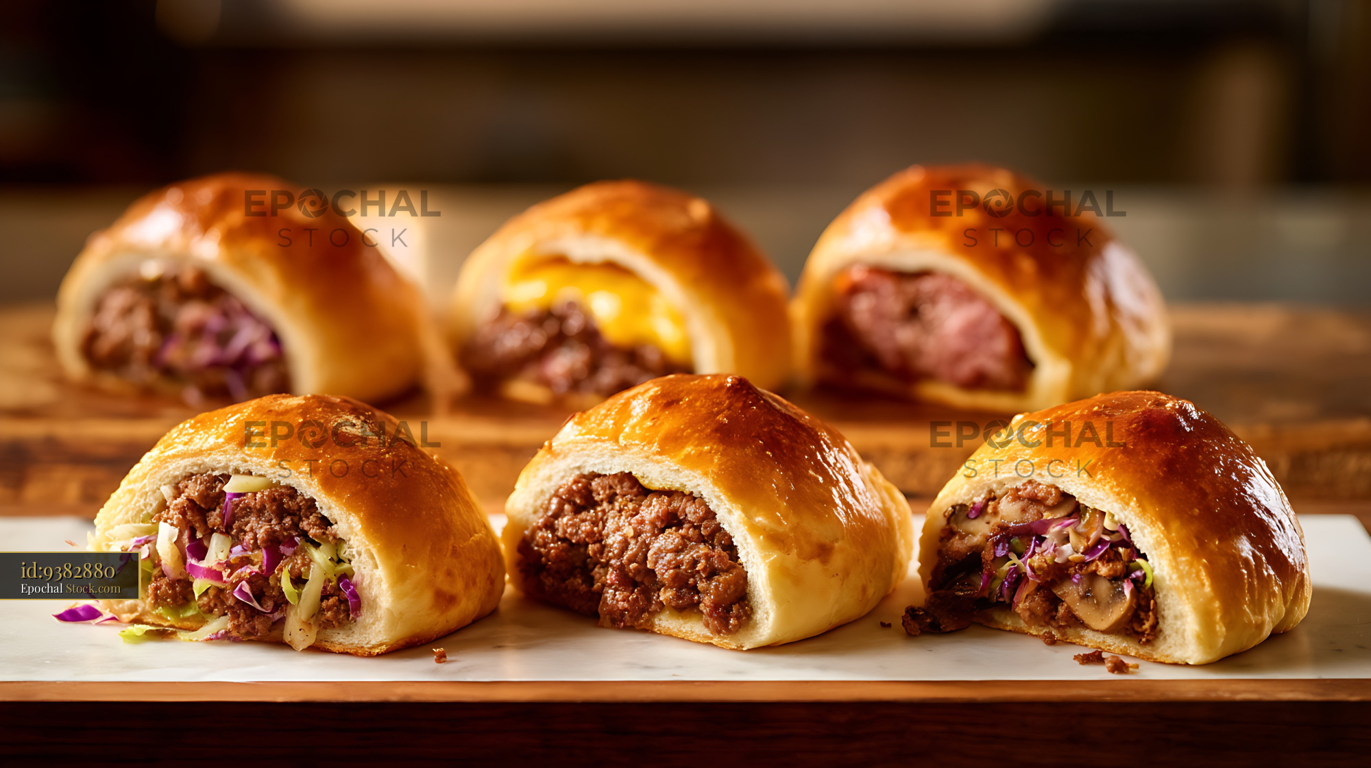 Gourmet Beef Sliders With Cabbage Slaw - stock photo