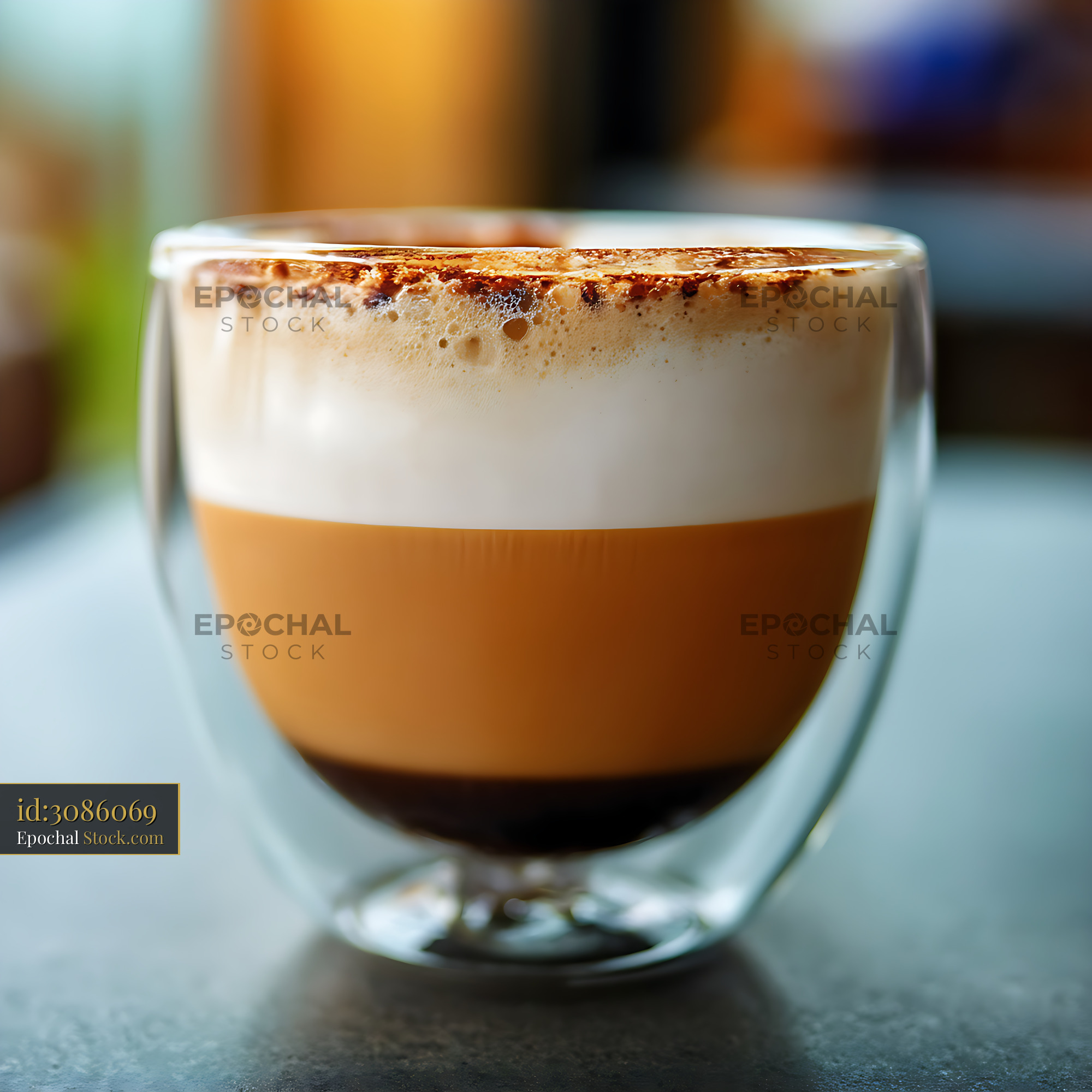 Macchiato Coffee in Double Wall Glass Cup - stock photo
