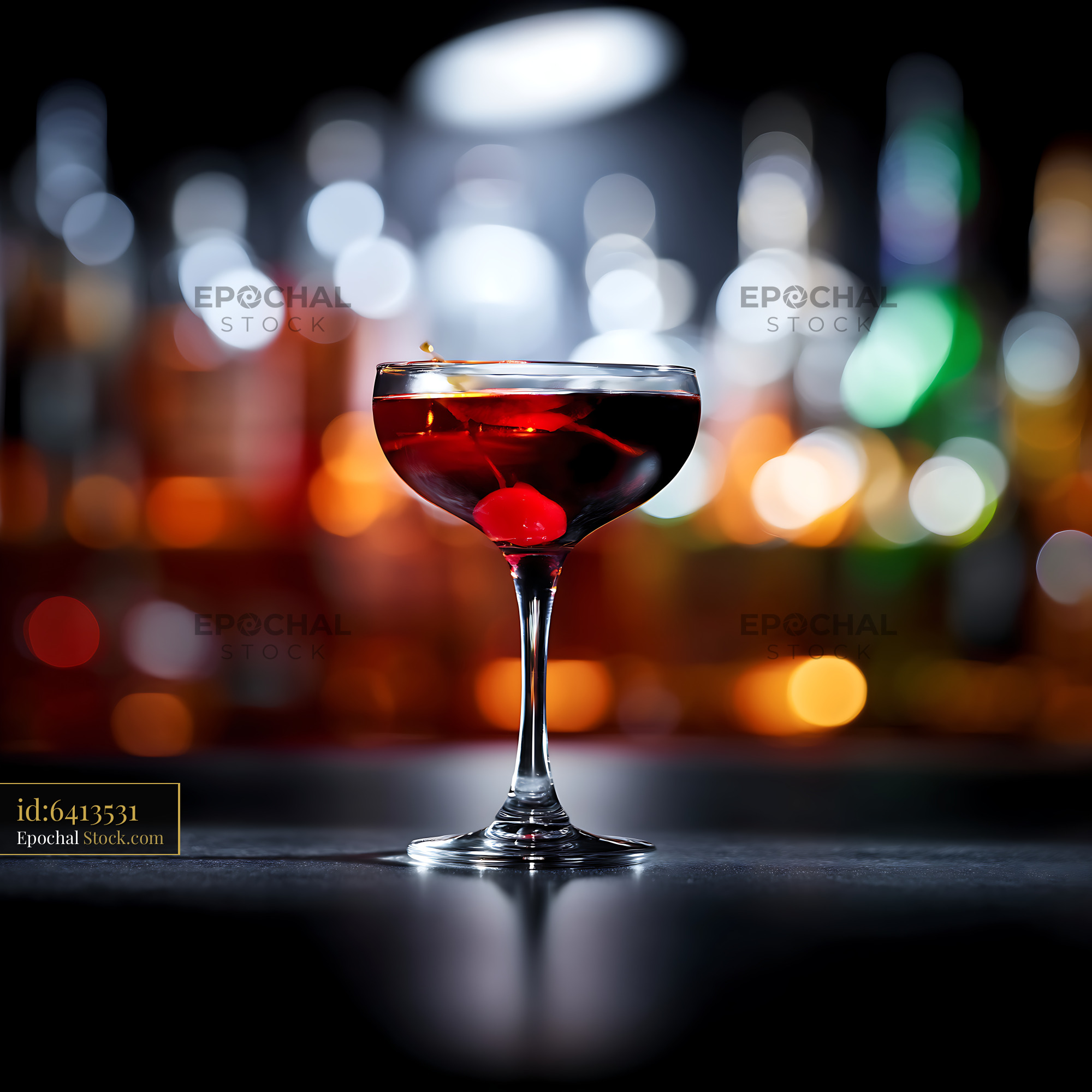 Bushwick Cocktail with Cherry Garnish - stock photo