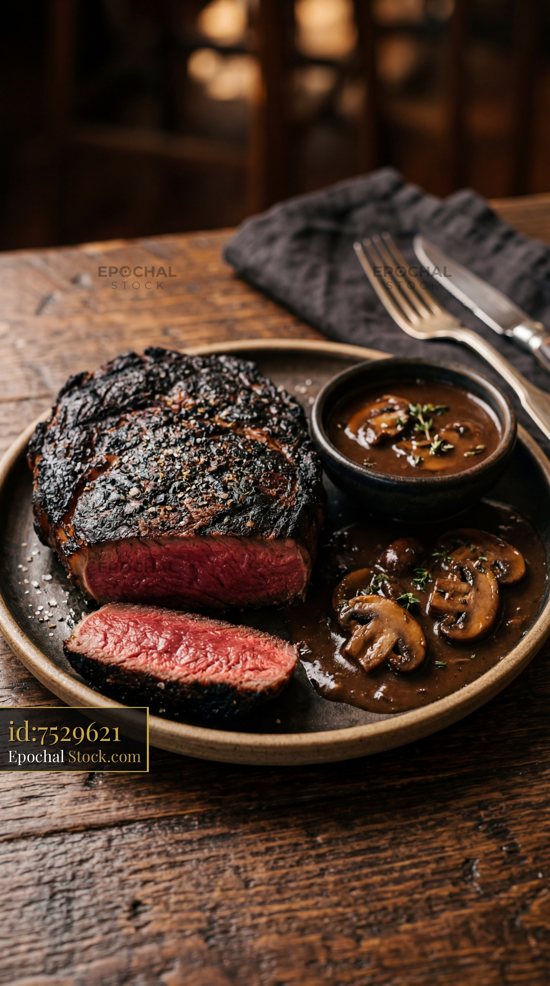 Prime Filet with Mushroom Jus and Sea Salt Crust - stock photo
