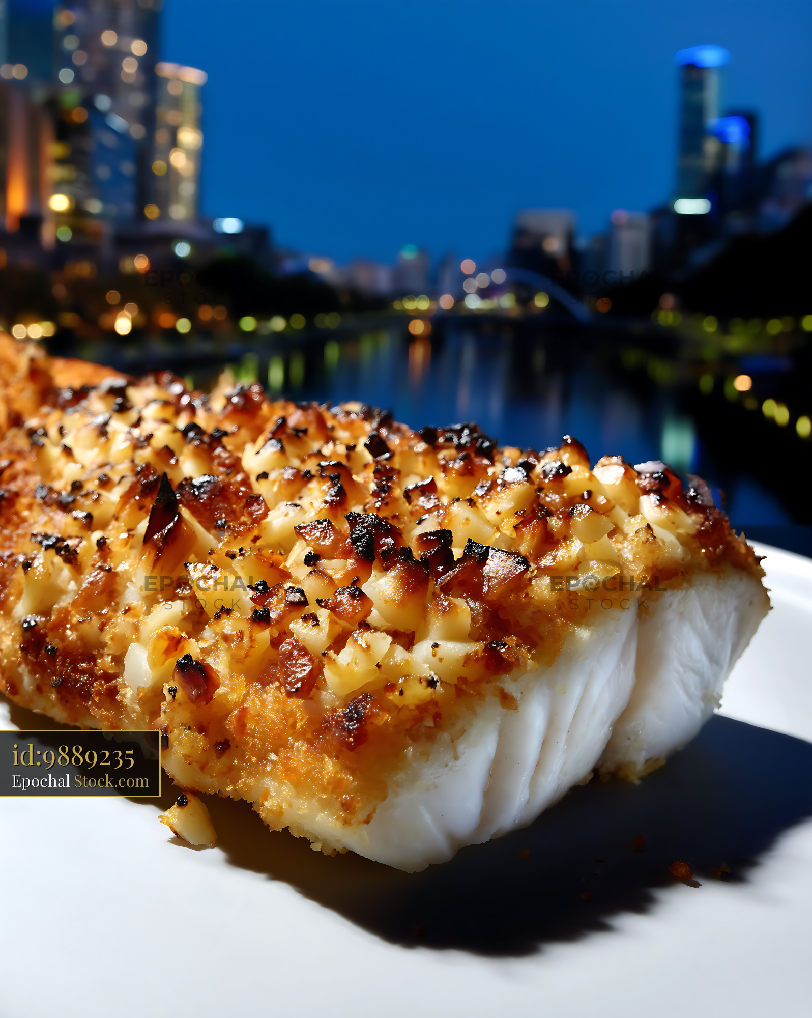 Macadamia Crusted Fish Gourmet Plate - stock photo