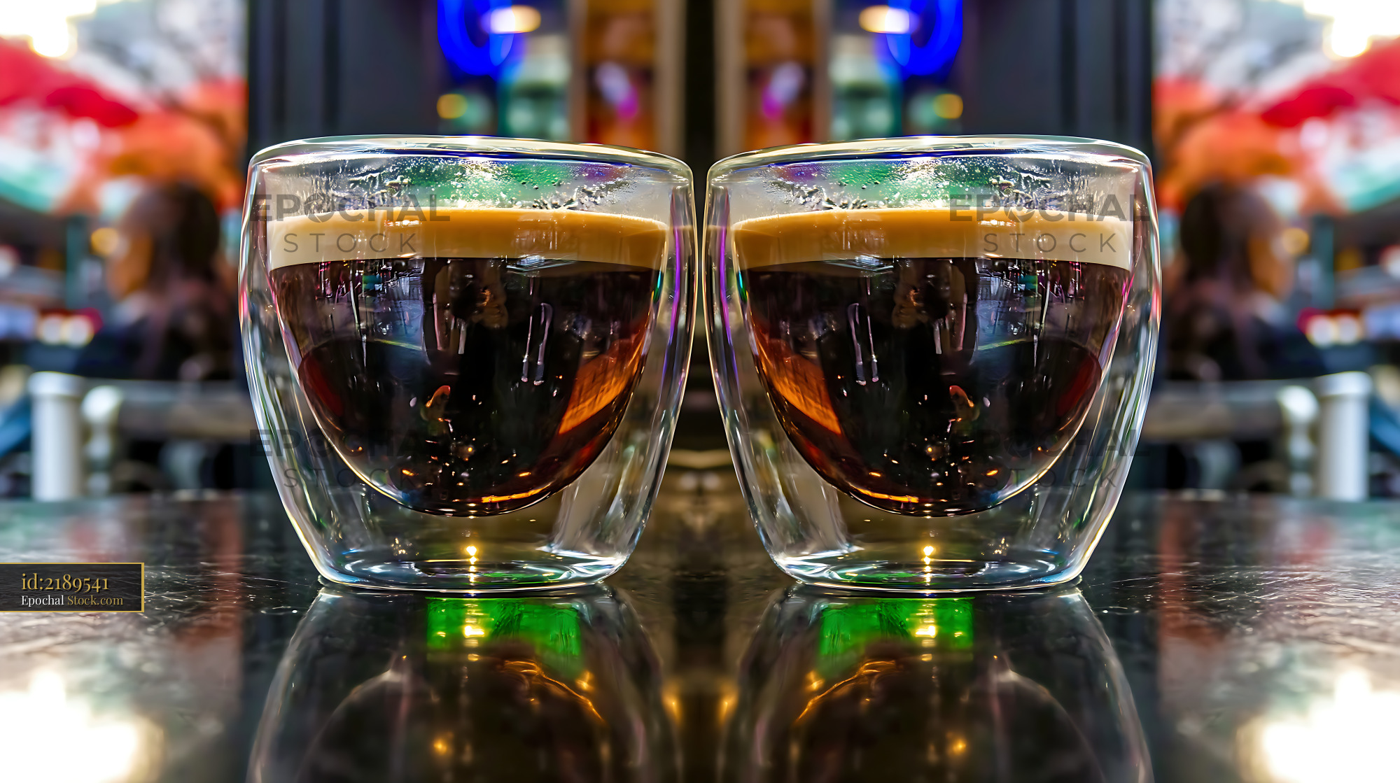 Nitro Caramel Coffee Pair with Creamy Foam - stock photo