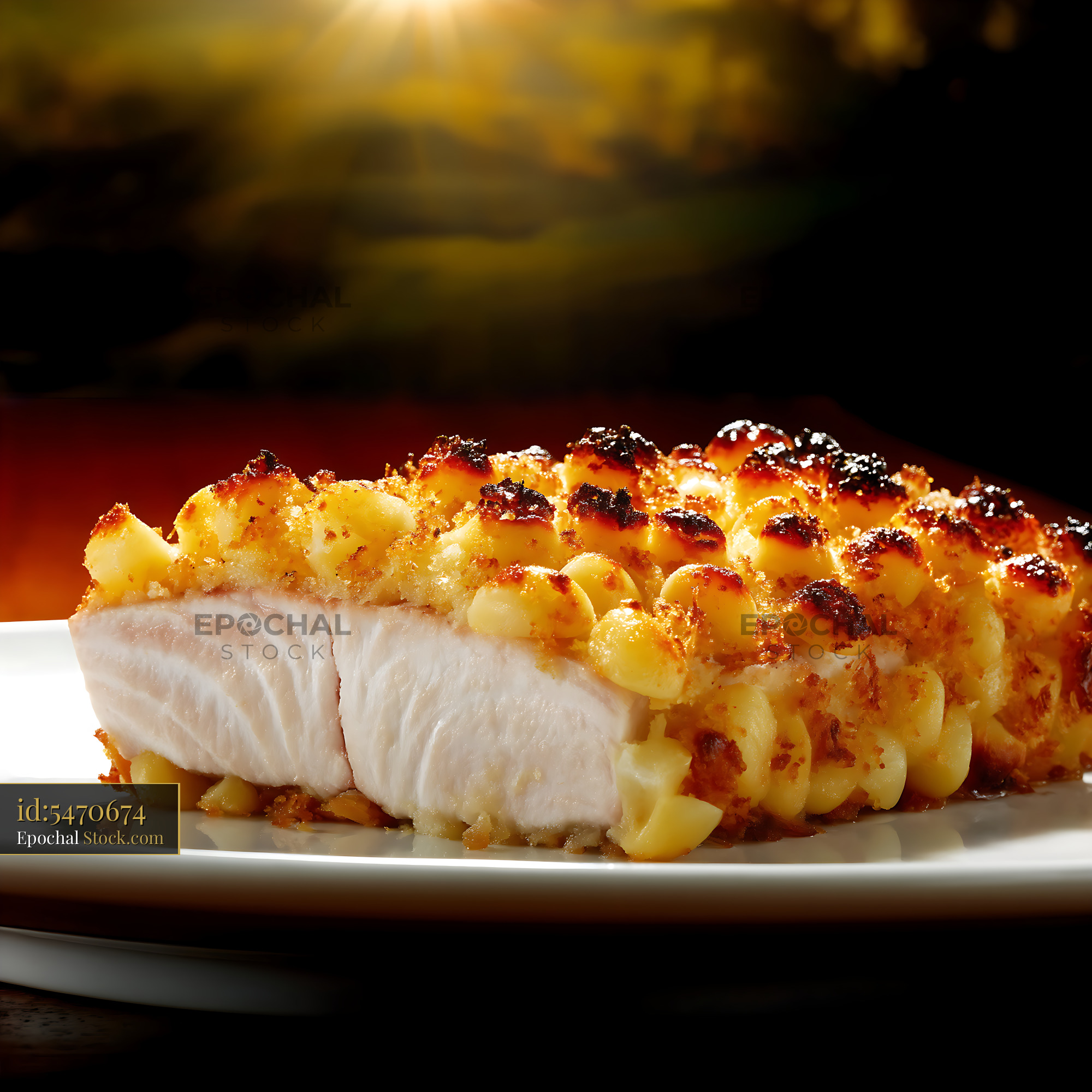 Macadamia Crusted Fish with Diced Potato - stock photo