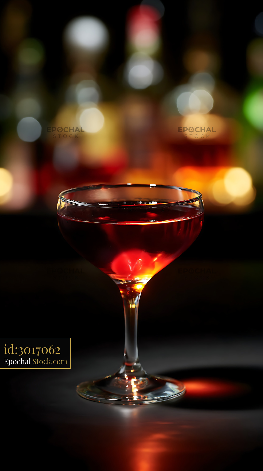 Bushwick Cocktail in Coupe Glass With Bar Bokeh - stock photo