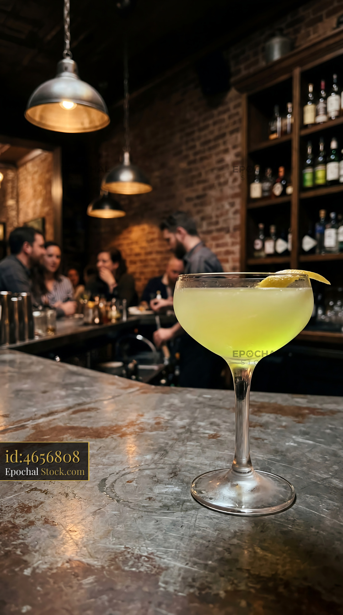 Final Ward Cocktail with Lemon Twist - stock photo