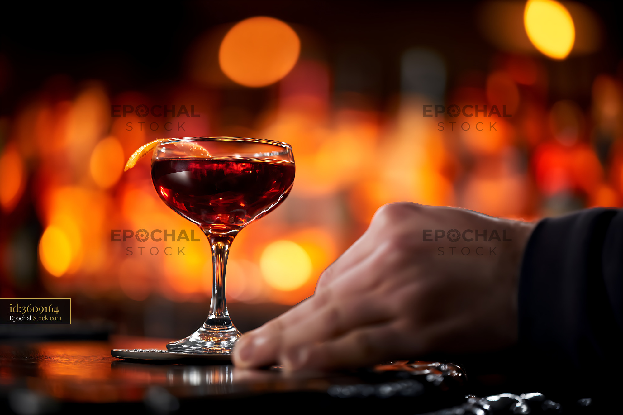 Bushwick Cocktail with Orange Slice Garnish - stock photo