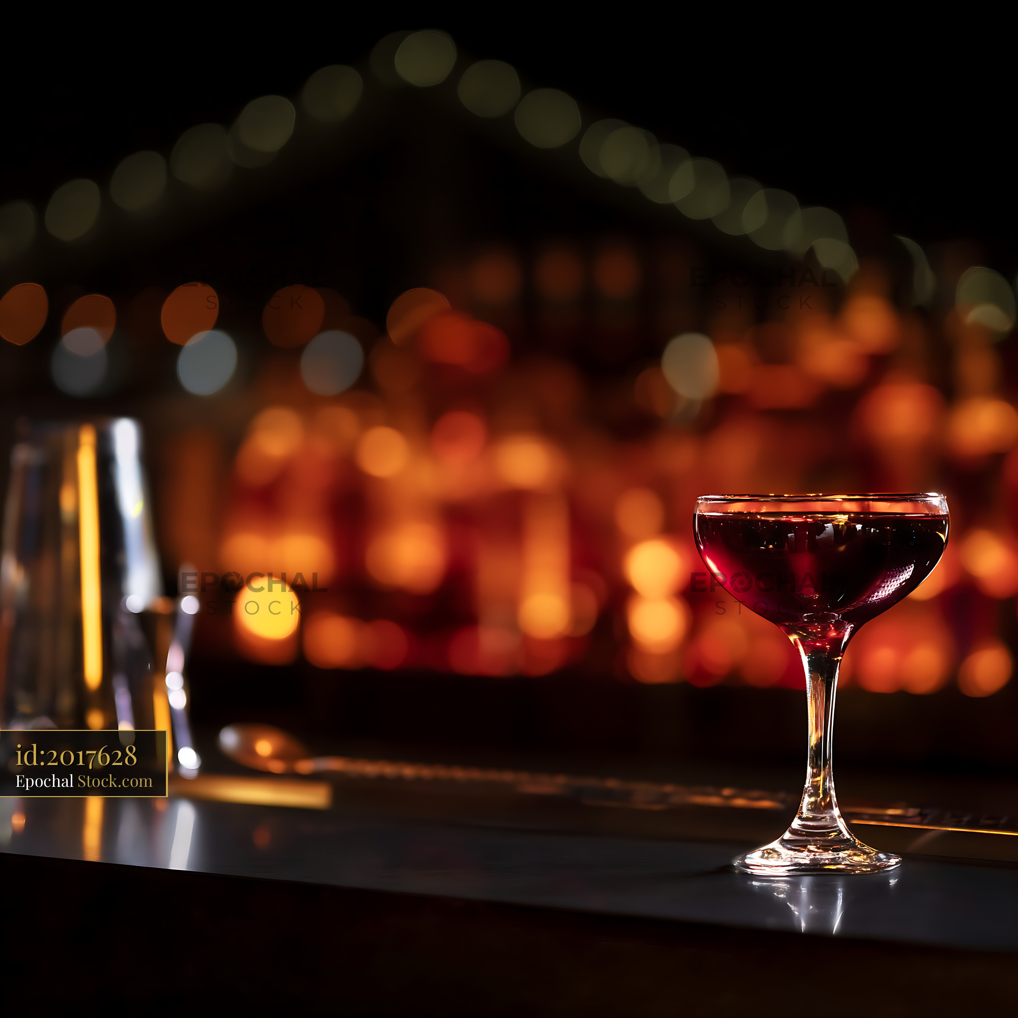 Bushwick Cocktail in Coupe Glass, Elegant Bar - stock photo