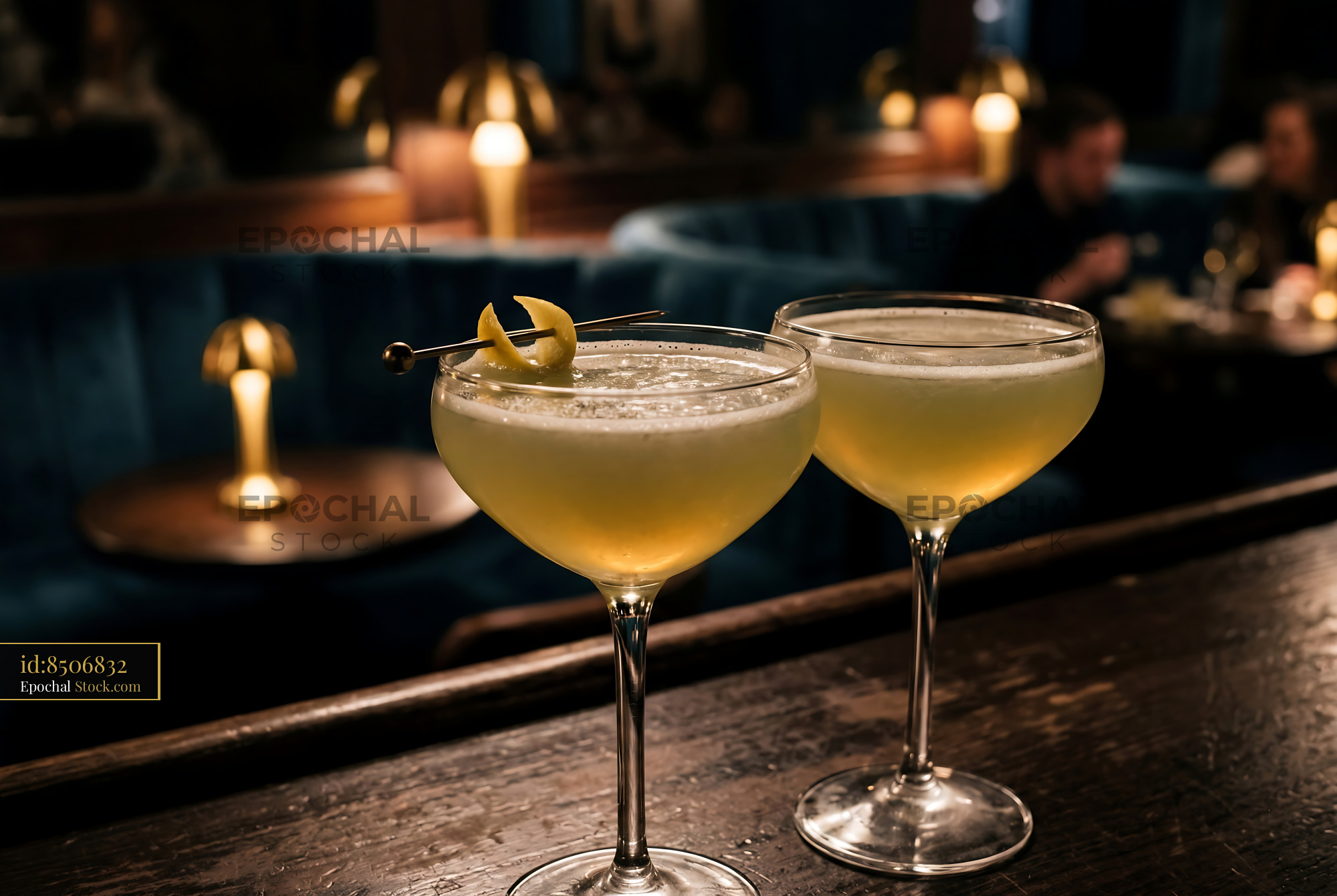 Final Ward Cocktails Served at Upscale Bar - stock photo