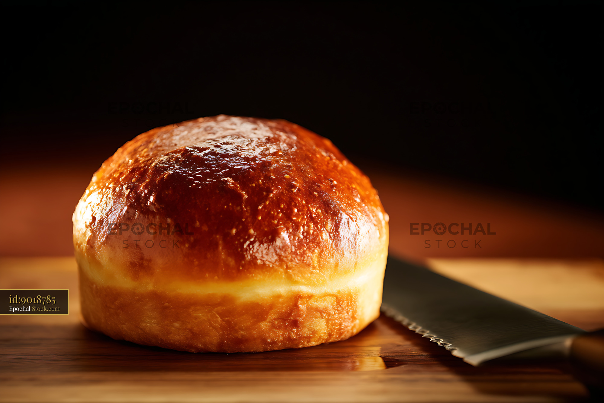 Freshly Baked Golden Brioche Roll, Artisanal - stock photo
