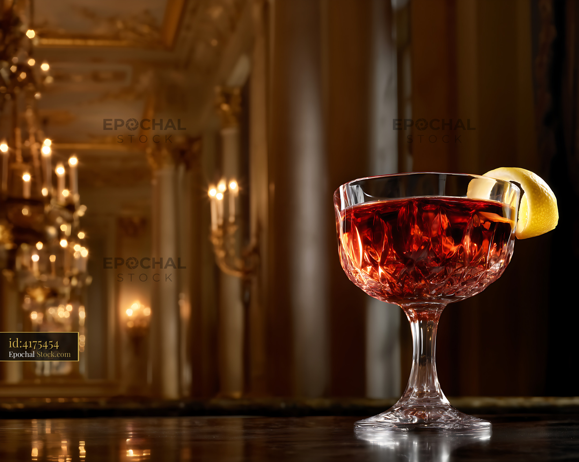 Elegant Saratoga Cocktail with Lemon Garnish - stock photo