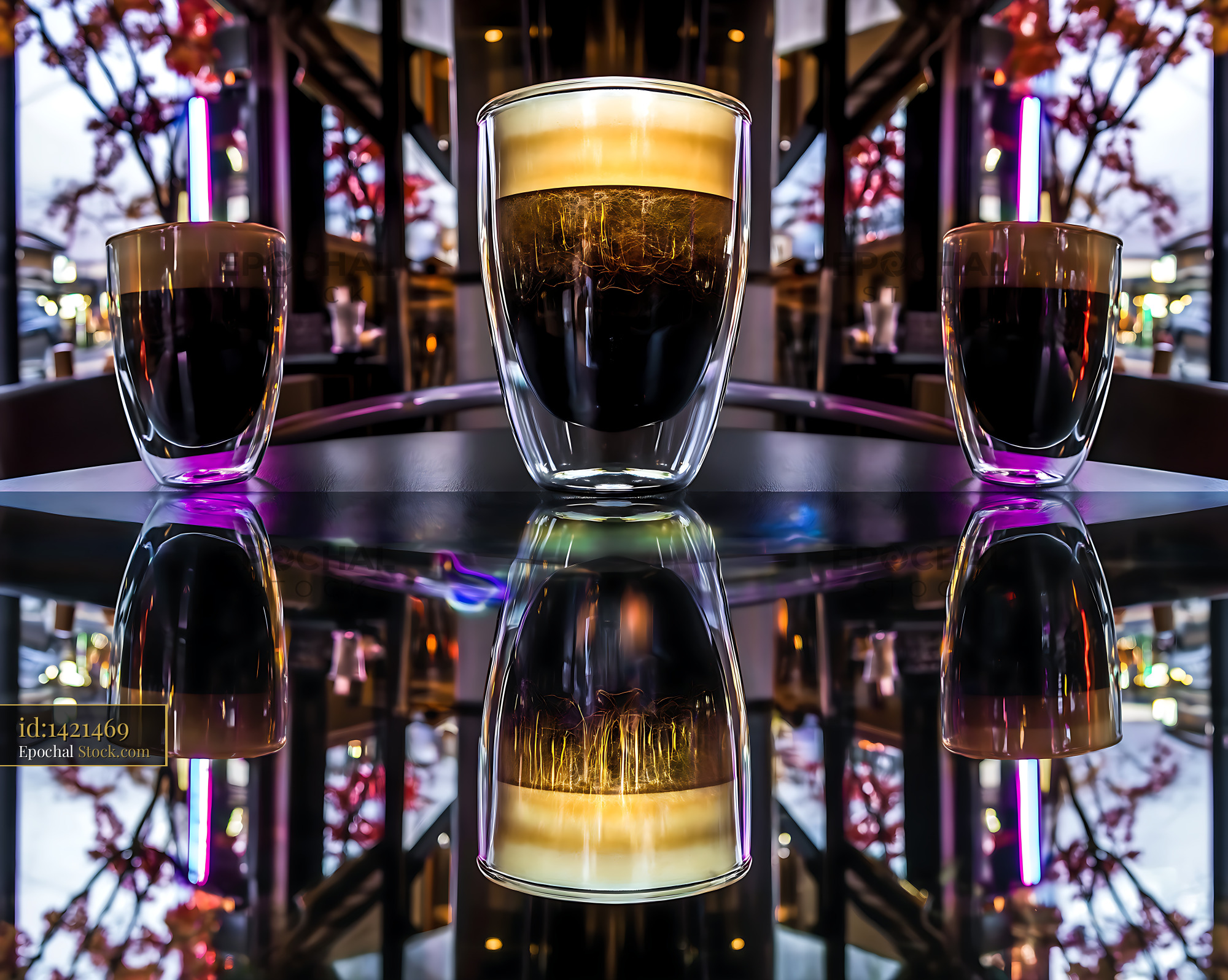 Nitro Caramel Coffee in Modern Urban Cafe - stock photo