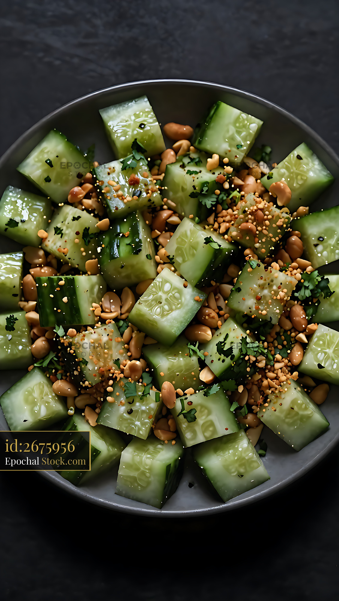 Cucumber Lentil Salad with Cilantro and Sesame - stock photo