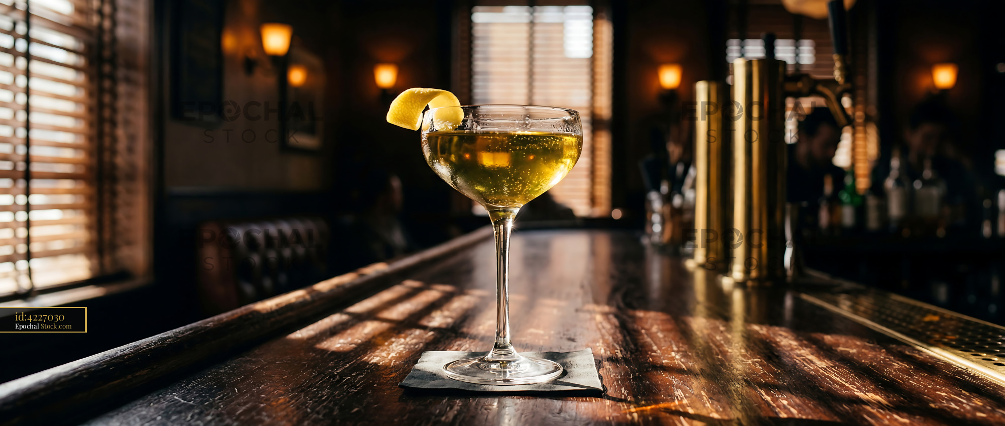 Tipperary Cocktail with Lemon Twist at Bar - stock photo