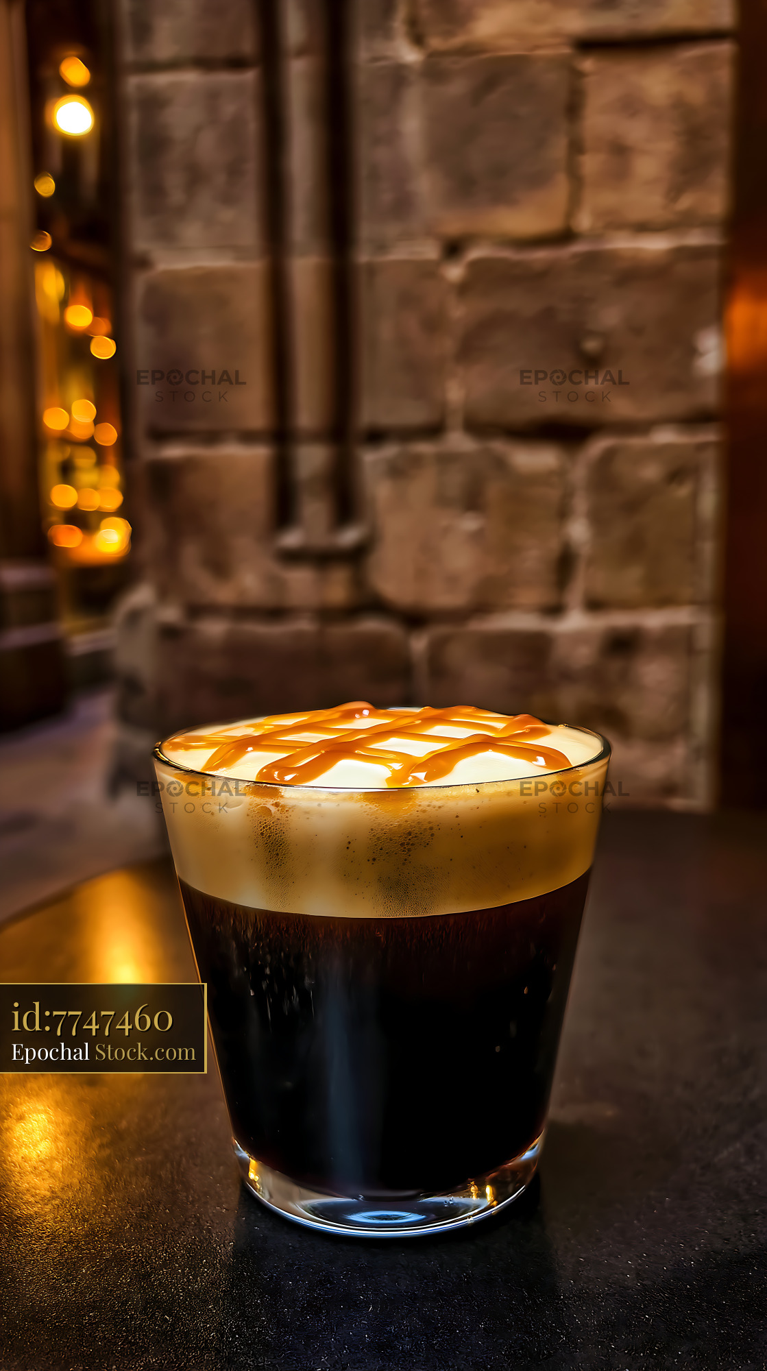 Nitro Caramel Coffee with Creamy Foam - stock photo