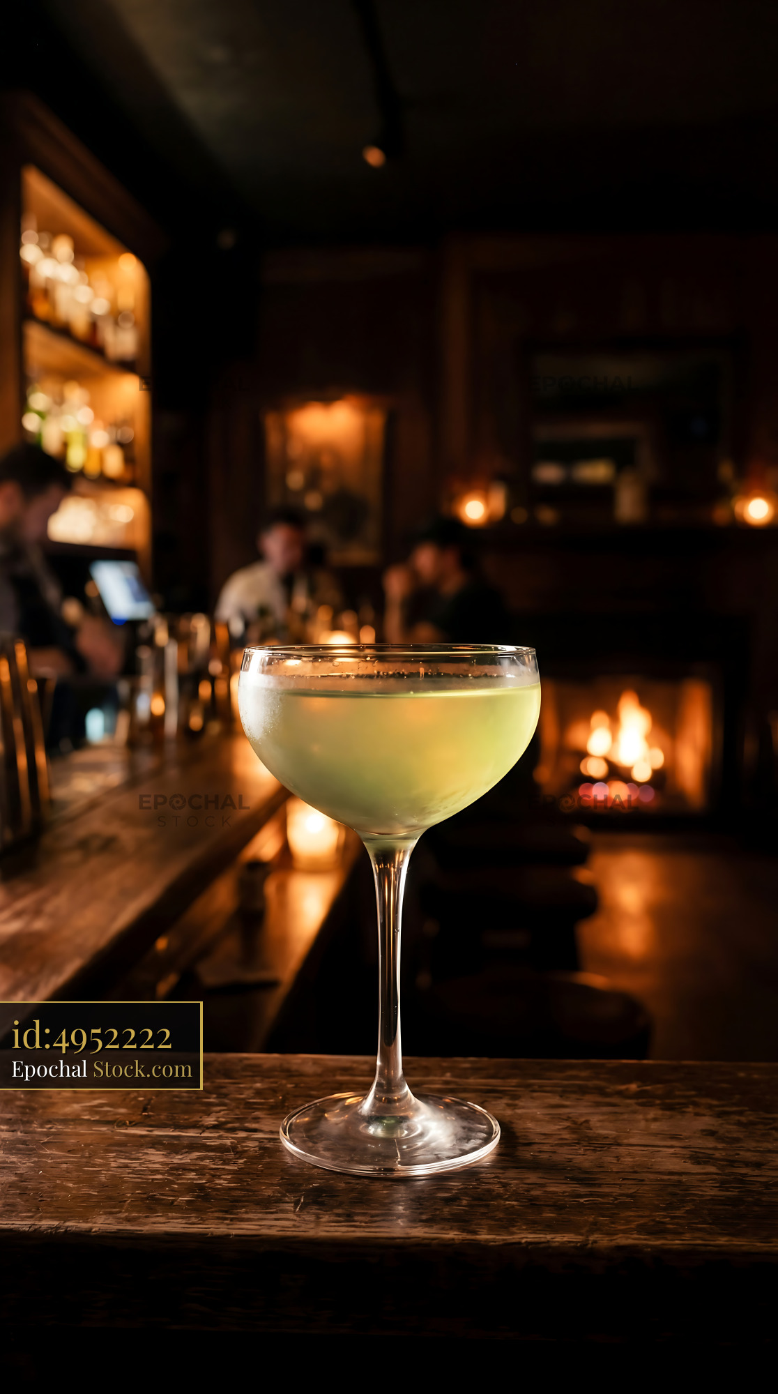 Final Ward Cocktail on Wooden Bar Counter - stock photo