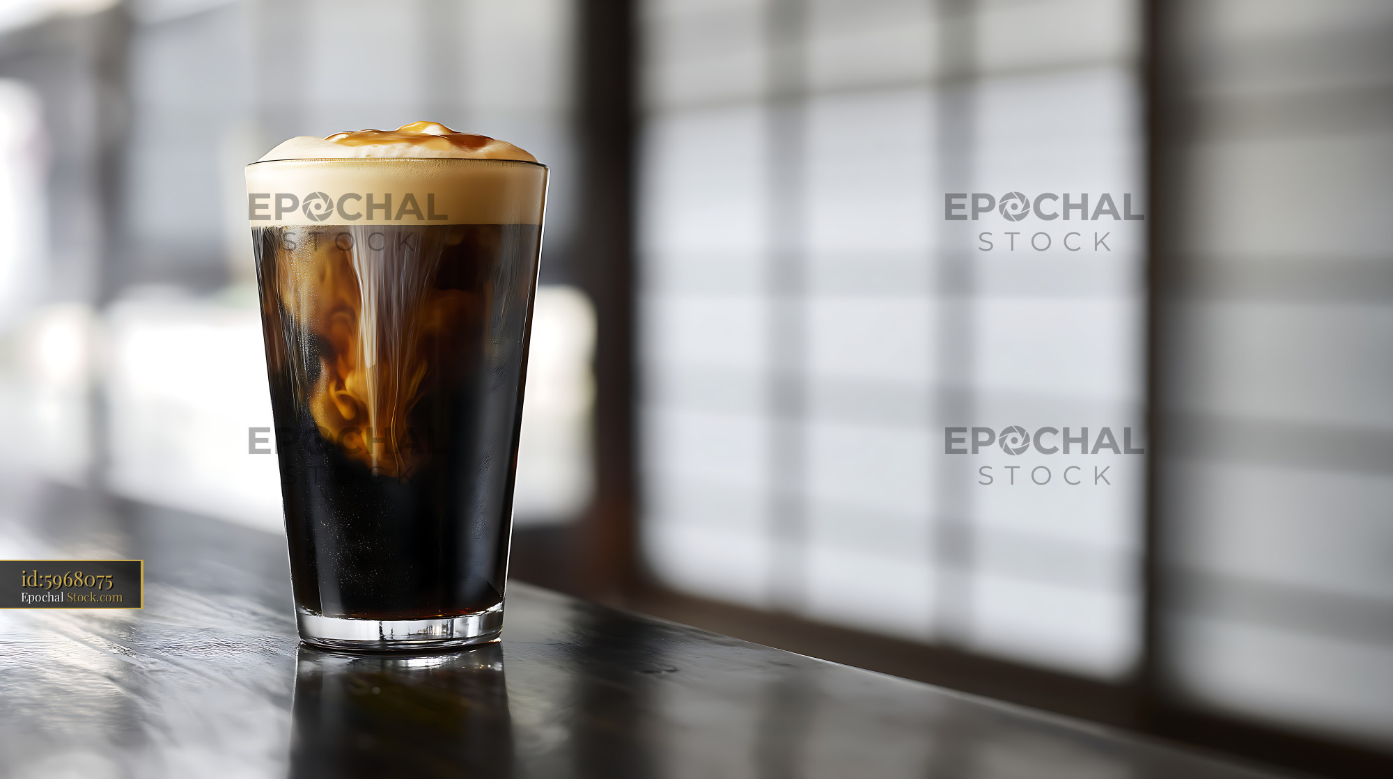 Nitro Caramel Coffee with Creamy Foam Head - stock photo