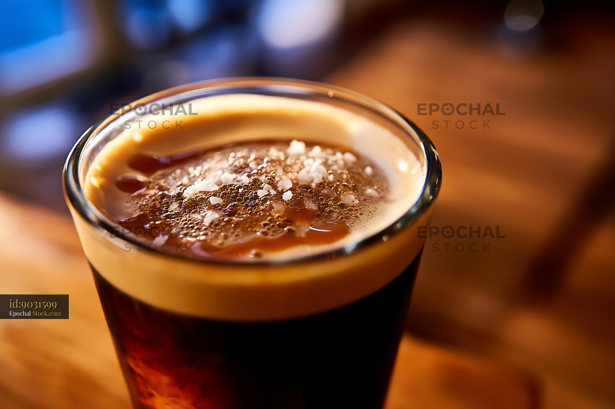 Nitro Caramel Coffee with Cocoa Foam - stock photo