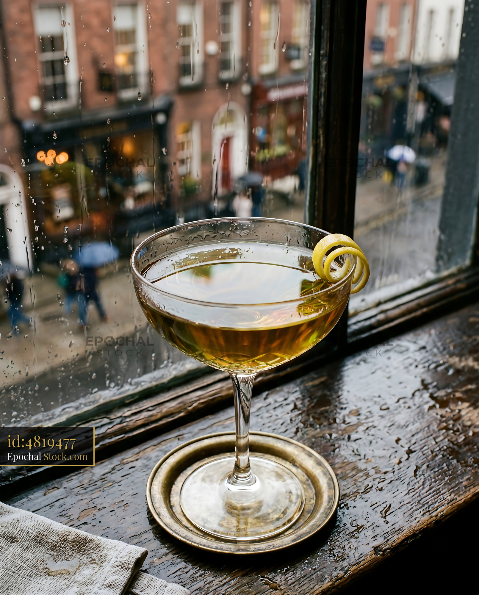 Tipperary Cocktail on Rainy Window - stock photo