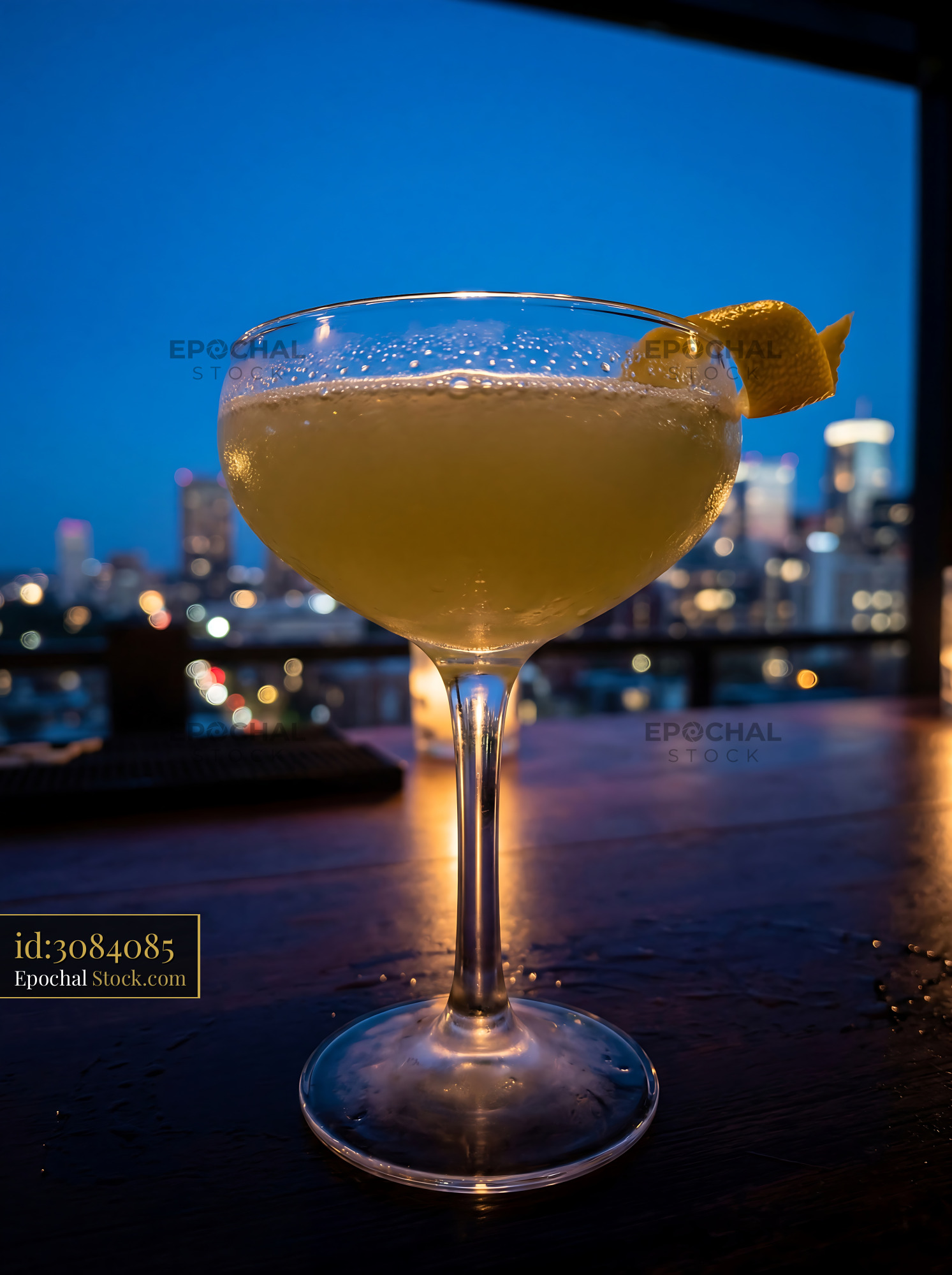 Final Ward Cocktail with Lemon Twist Skyline - stock photo
