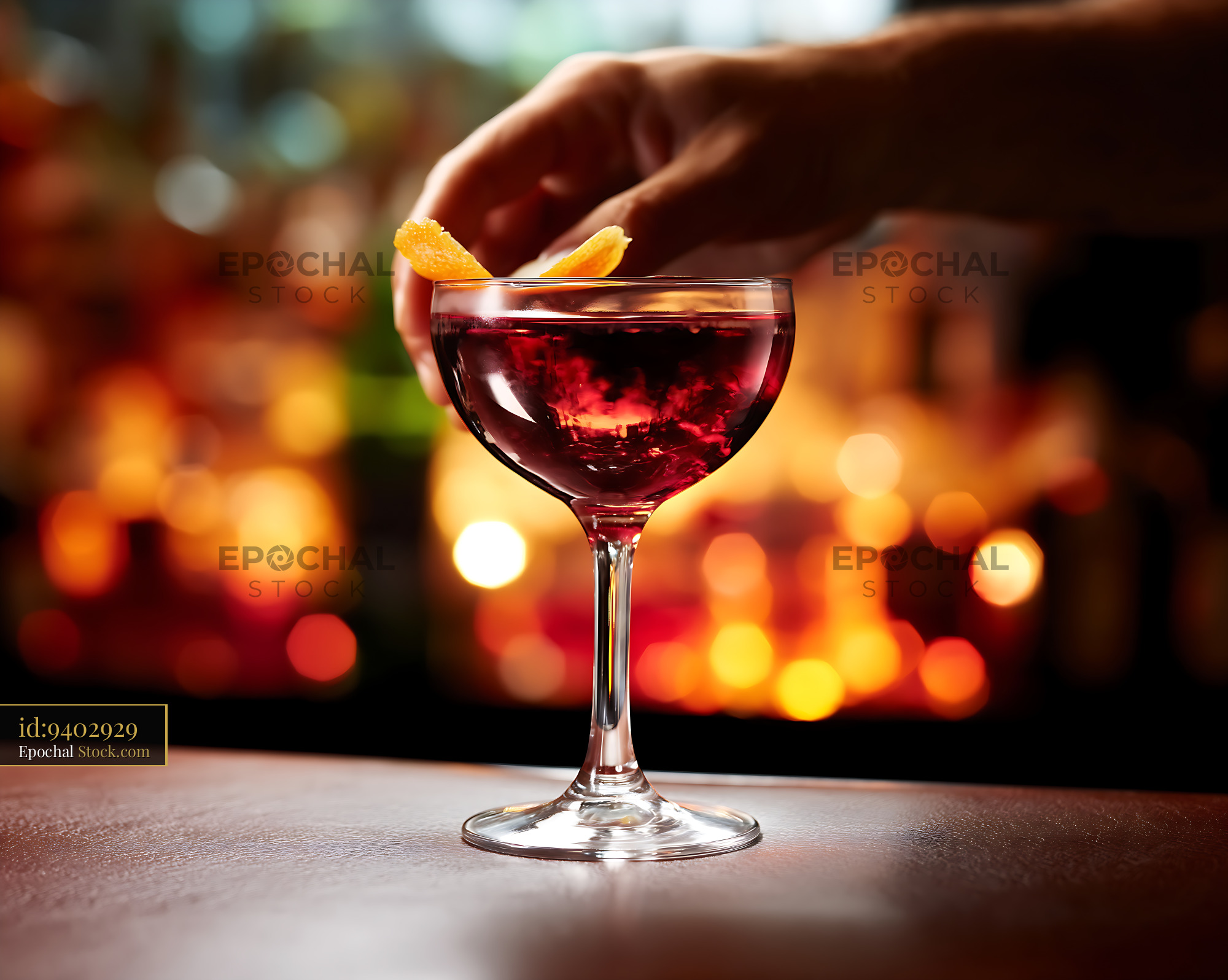 Bushwick Cocktail with Orange Peel Garnish - stock photo