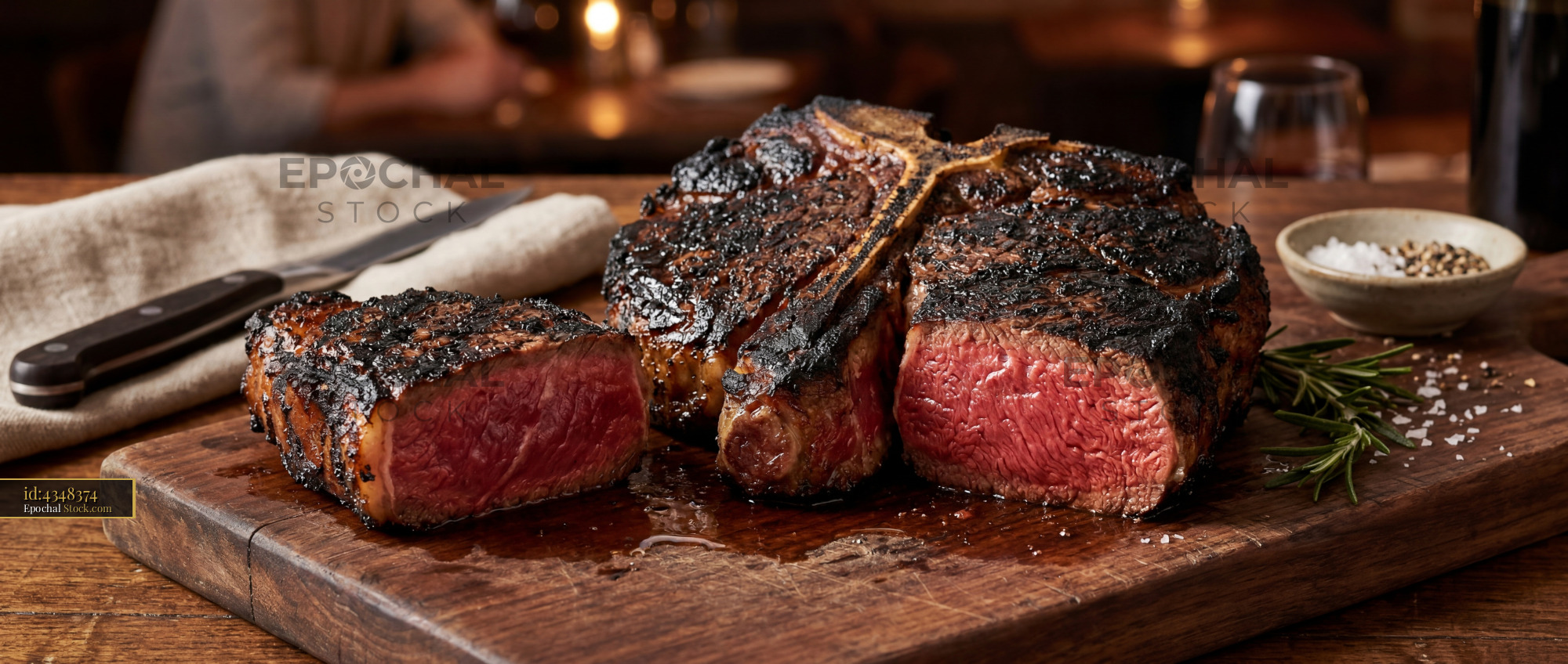 Gourmet Steaks Medium-Rare with Rosemary - stock photo