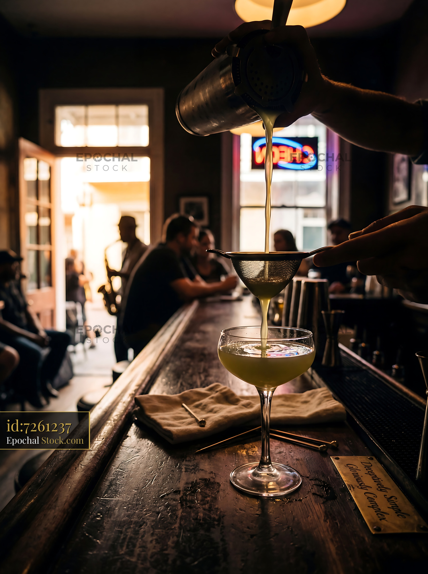 Final Ward Cocktail Being Poured at Bar - stock photo