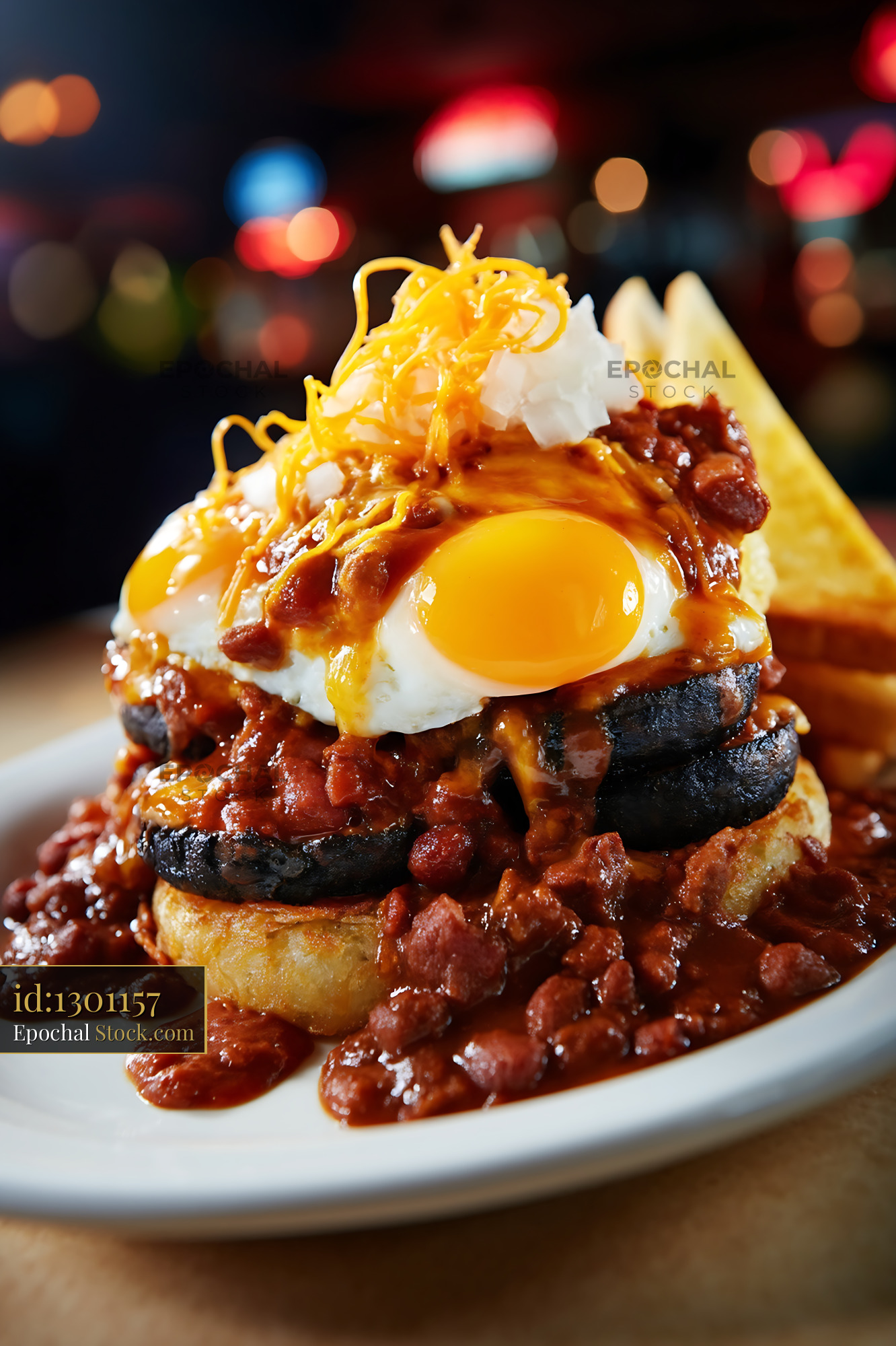 St. Louis Slinger Burger with Fried Egg & Bacon - stock photo
