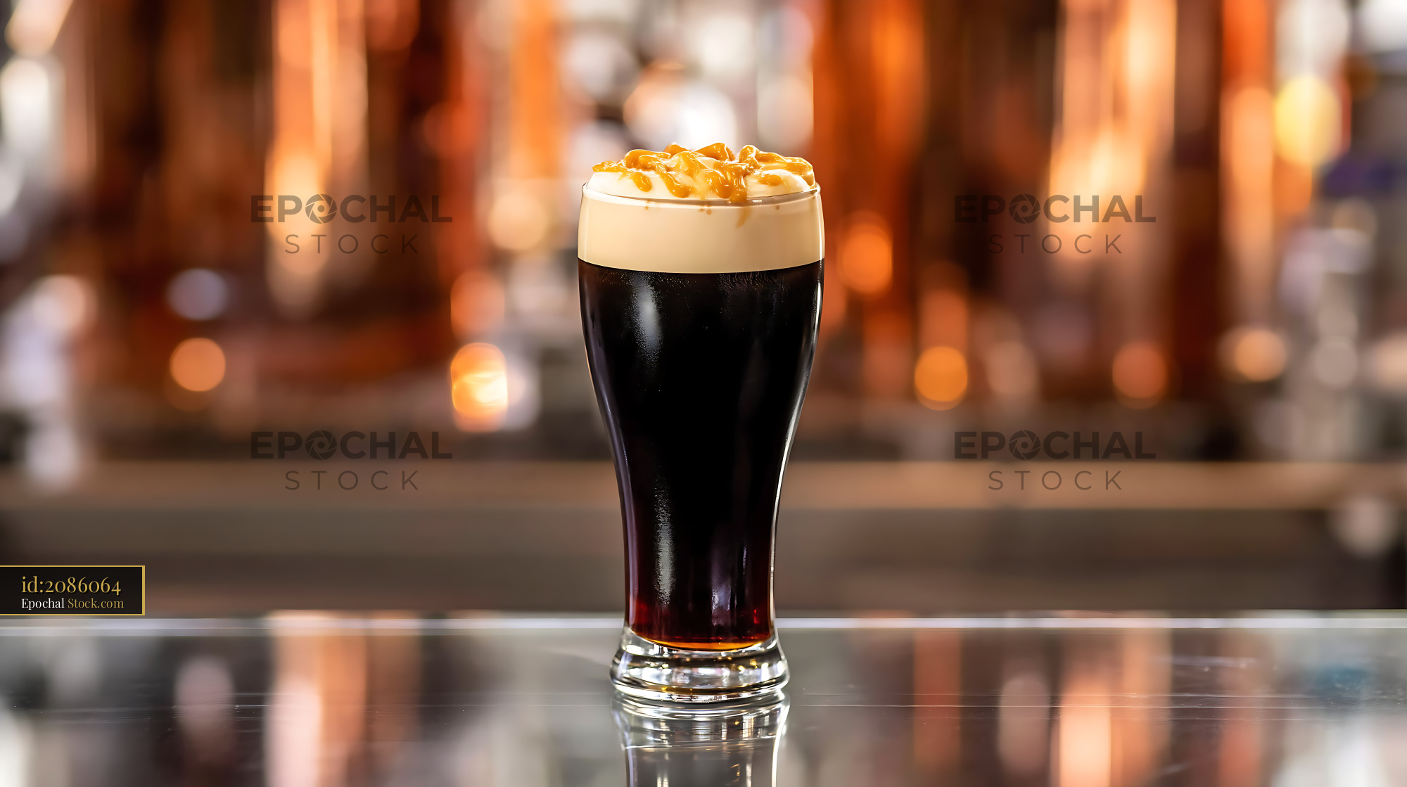 Nitro Caramel Coffee with Toasted Garnish - stock photo