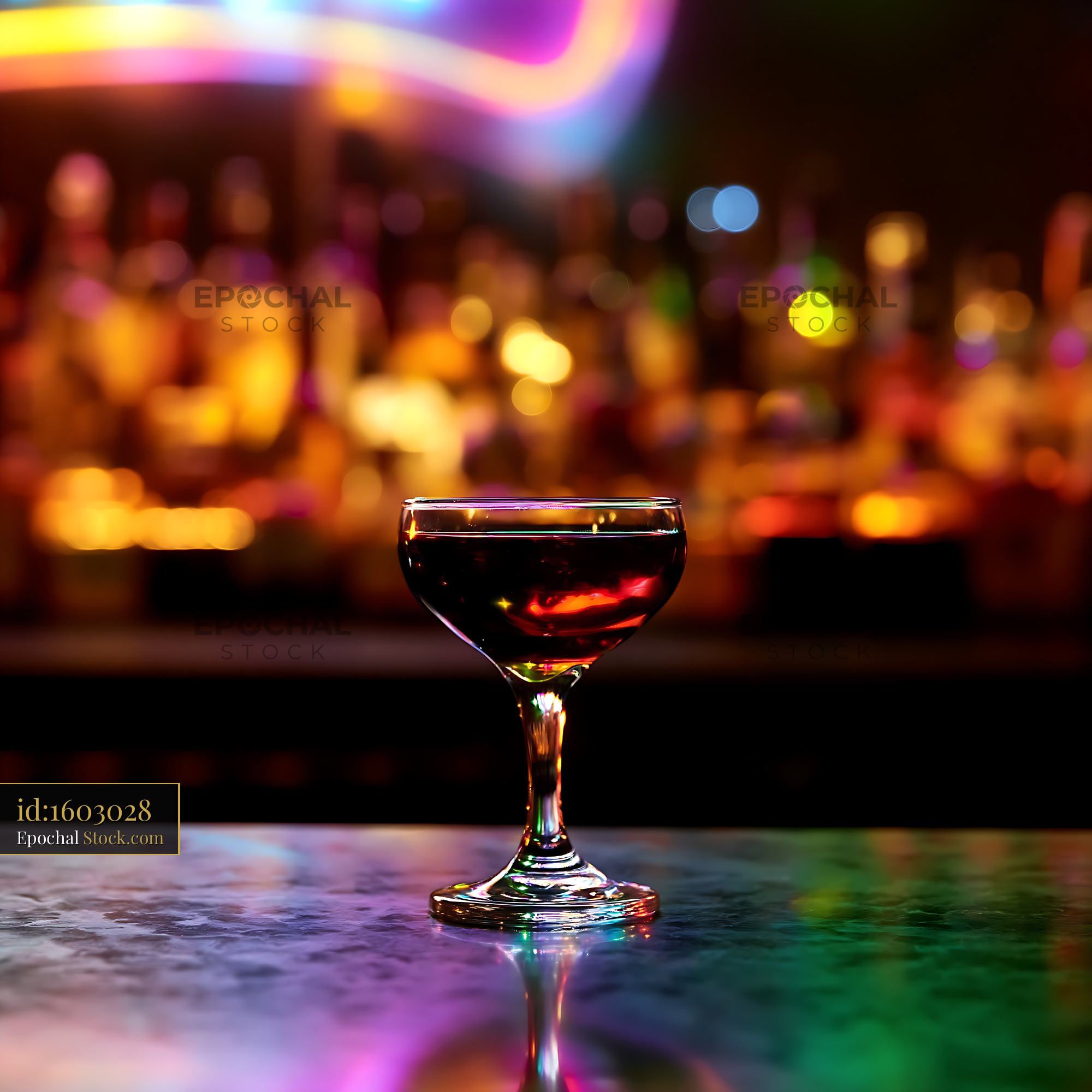Bushwick Cocktail on Bar Counter at Night - stock photo