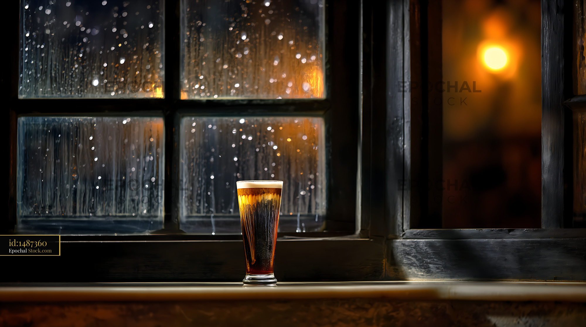 Nitro Caramel Coffee on Rainy Night - stock photo