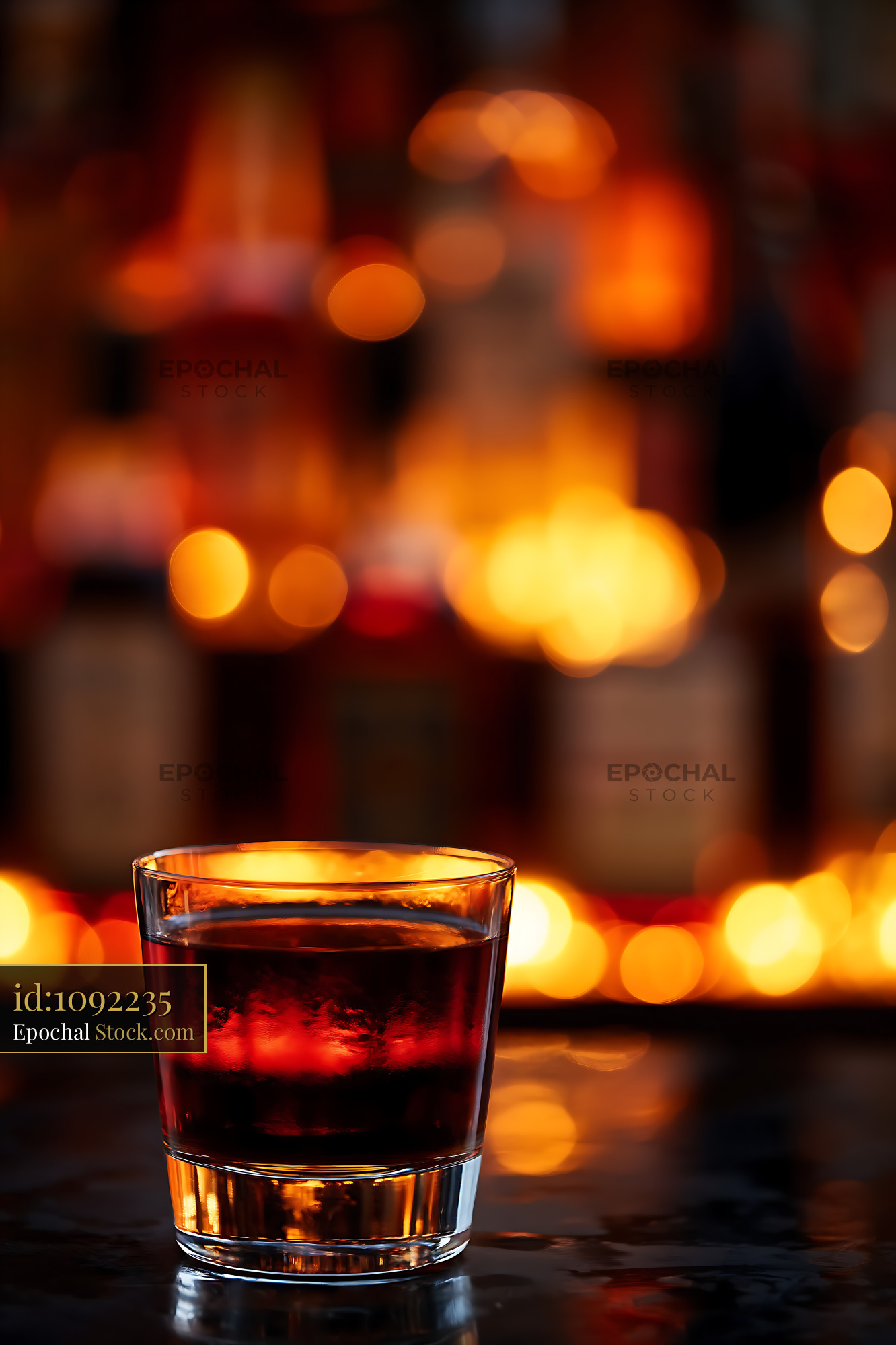 Bushwick Cocktail Against Glowing Bokeh Background - stock photo