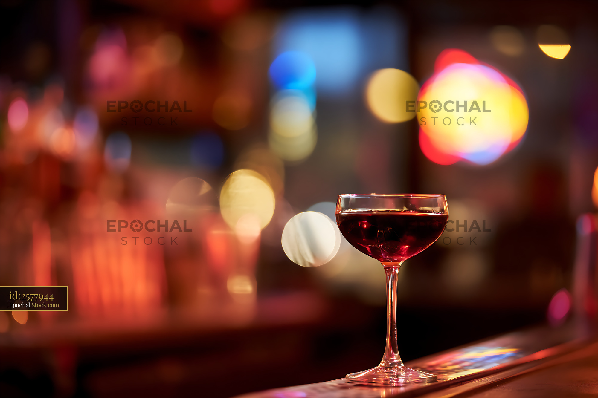 Bushwick Cocktail Glass at Elegant Nightclub Bar - stock photo