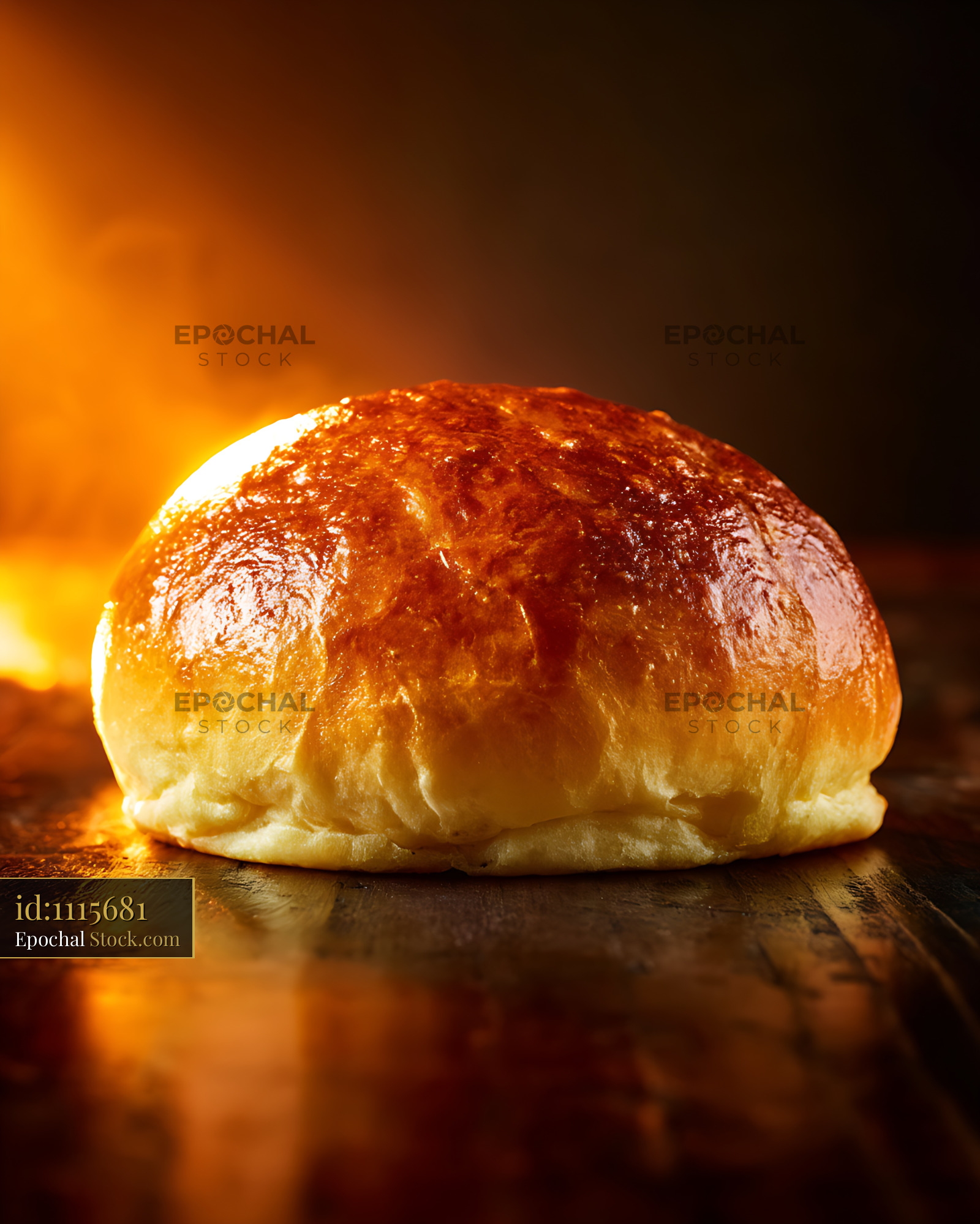 Freshly Baked Golden Bread Roll Glow - stock photo