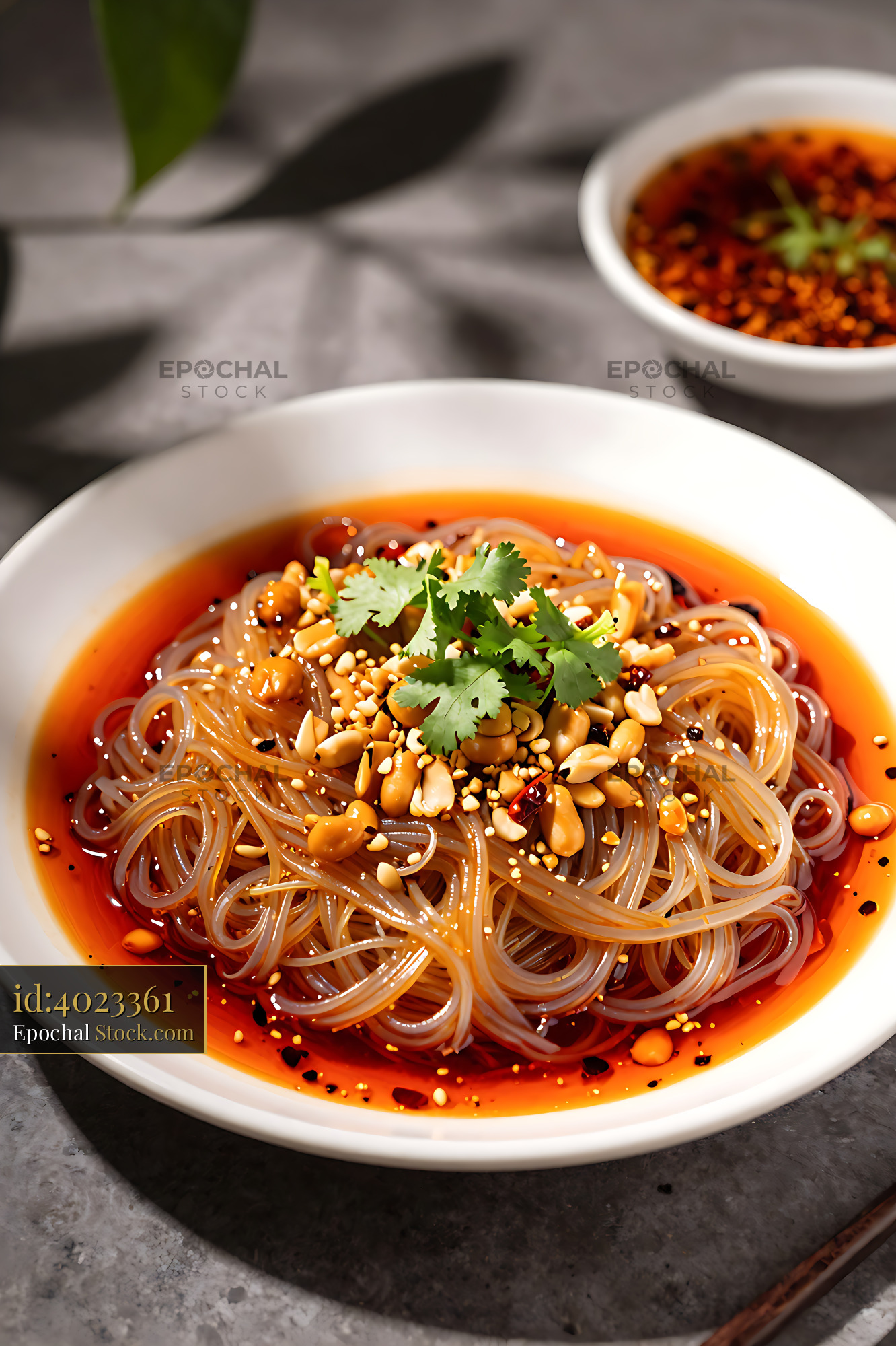 Sichuan Glass Noodle Salad with Peanuts - stock photo
