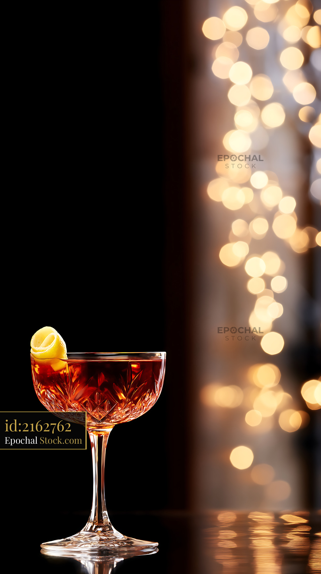 Saratoga Cocktail in Coupe Glass with Lemon Twist - stock photo