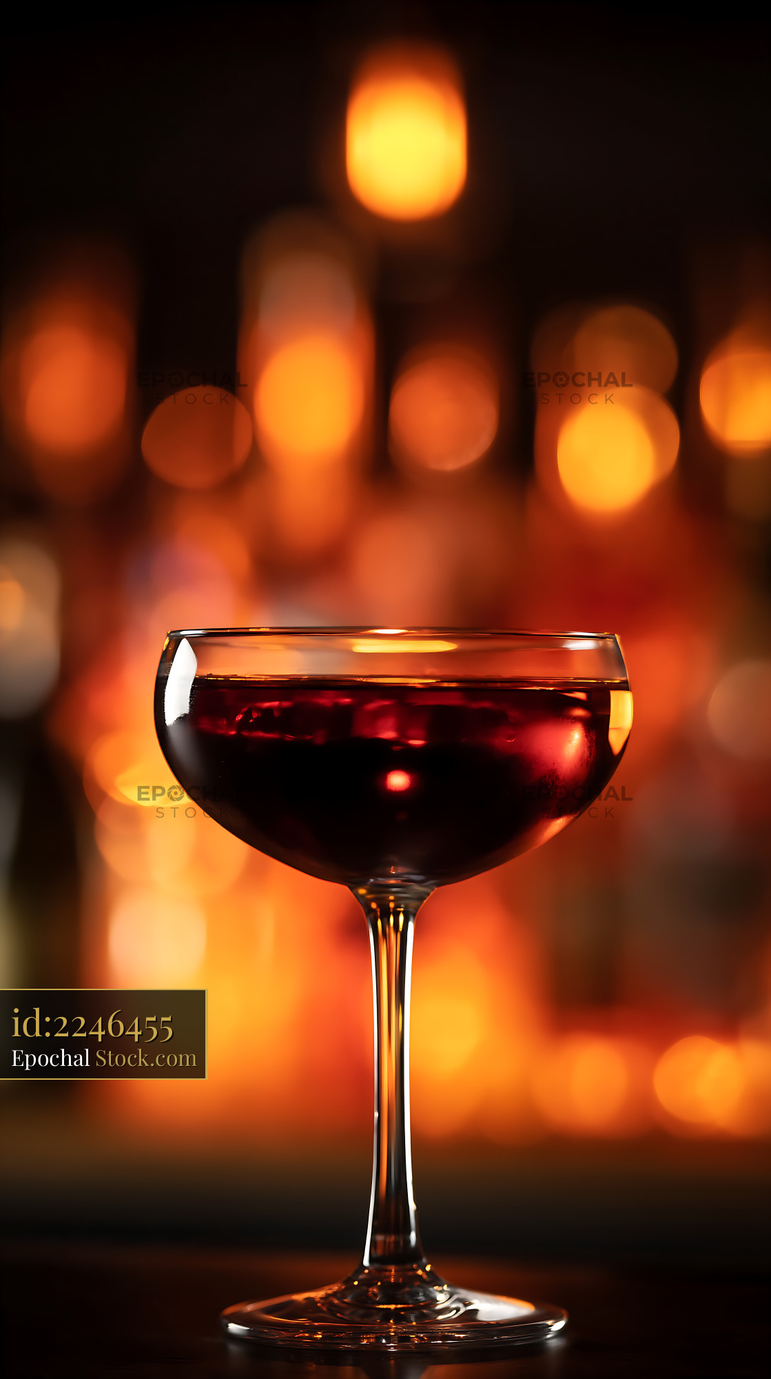 Bushwick Cocktail Coupe Glass Bokeh Ambiance - stock photo