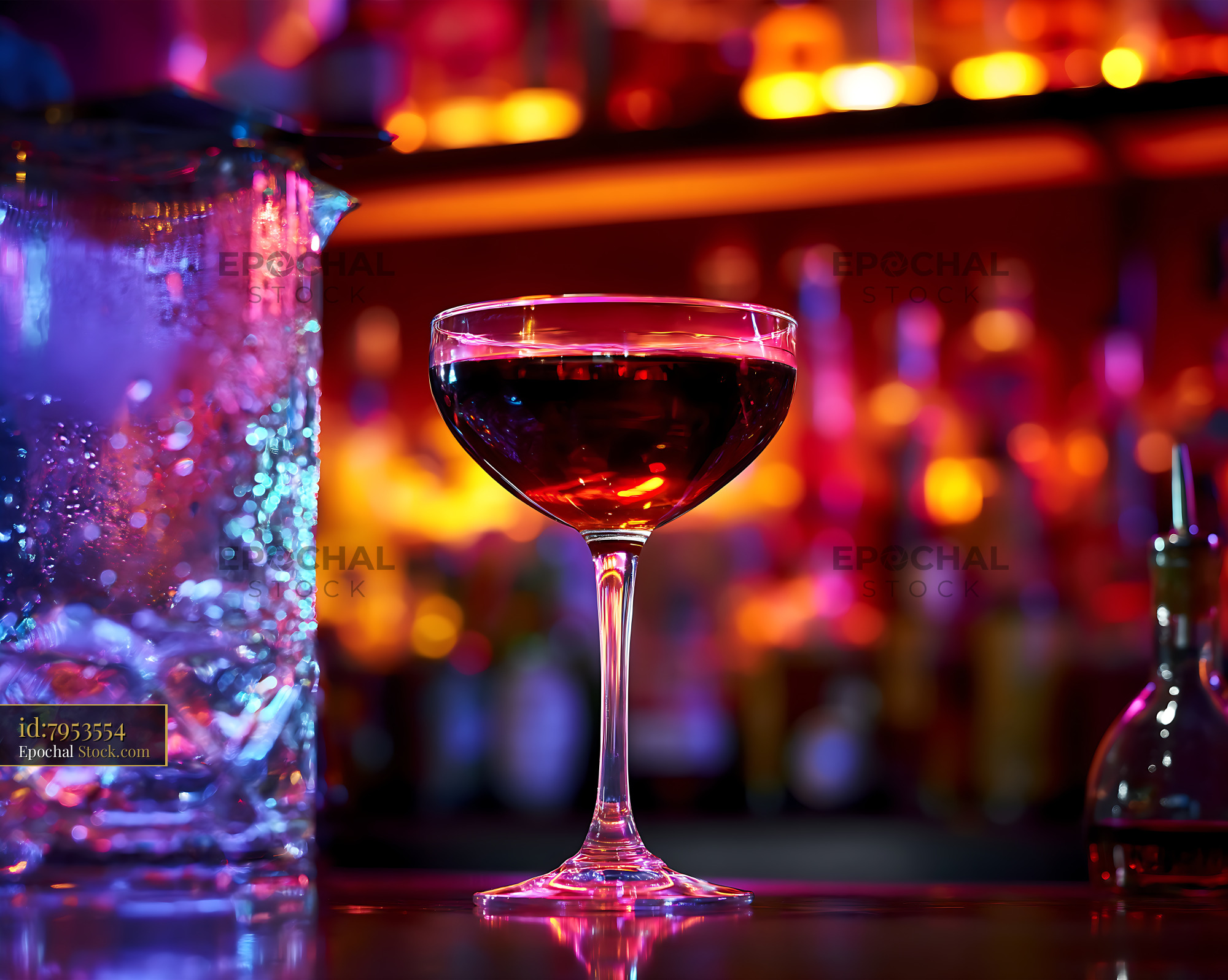 Bushwick Cocktail with Vibrant Nightclub Lights - stock photo