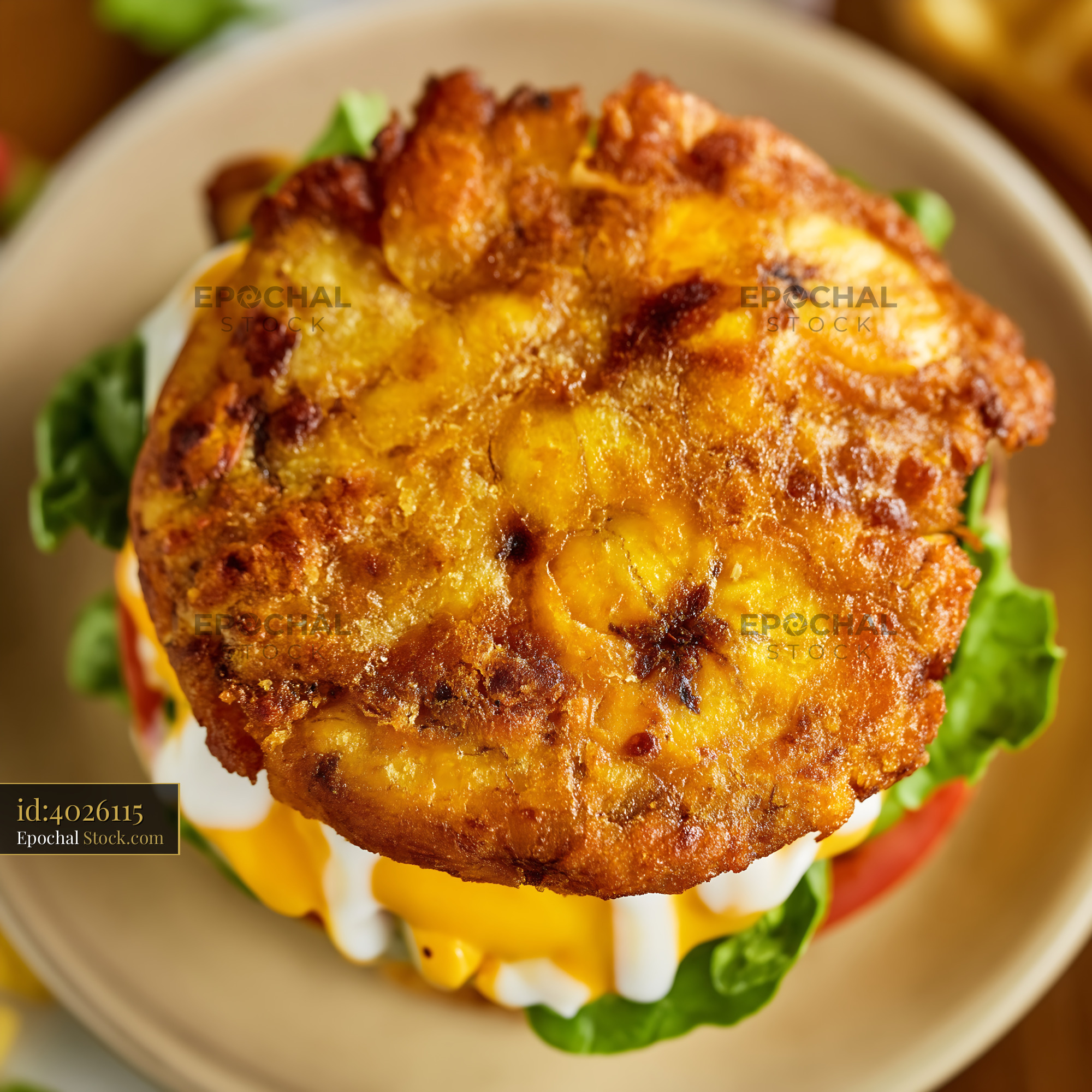 Artisanal Cheeseburger with Crispy Golden Bun - stock photo