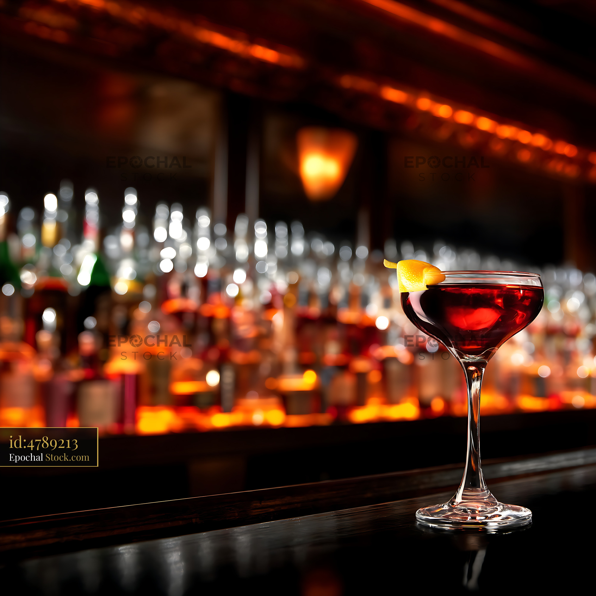 Bushwick Cocktail with Lemon Twist - stock photo