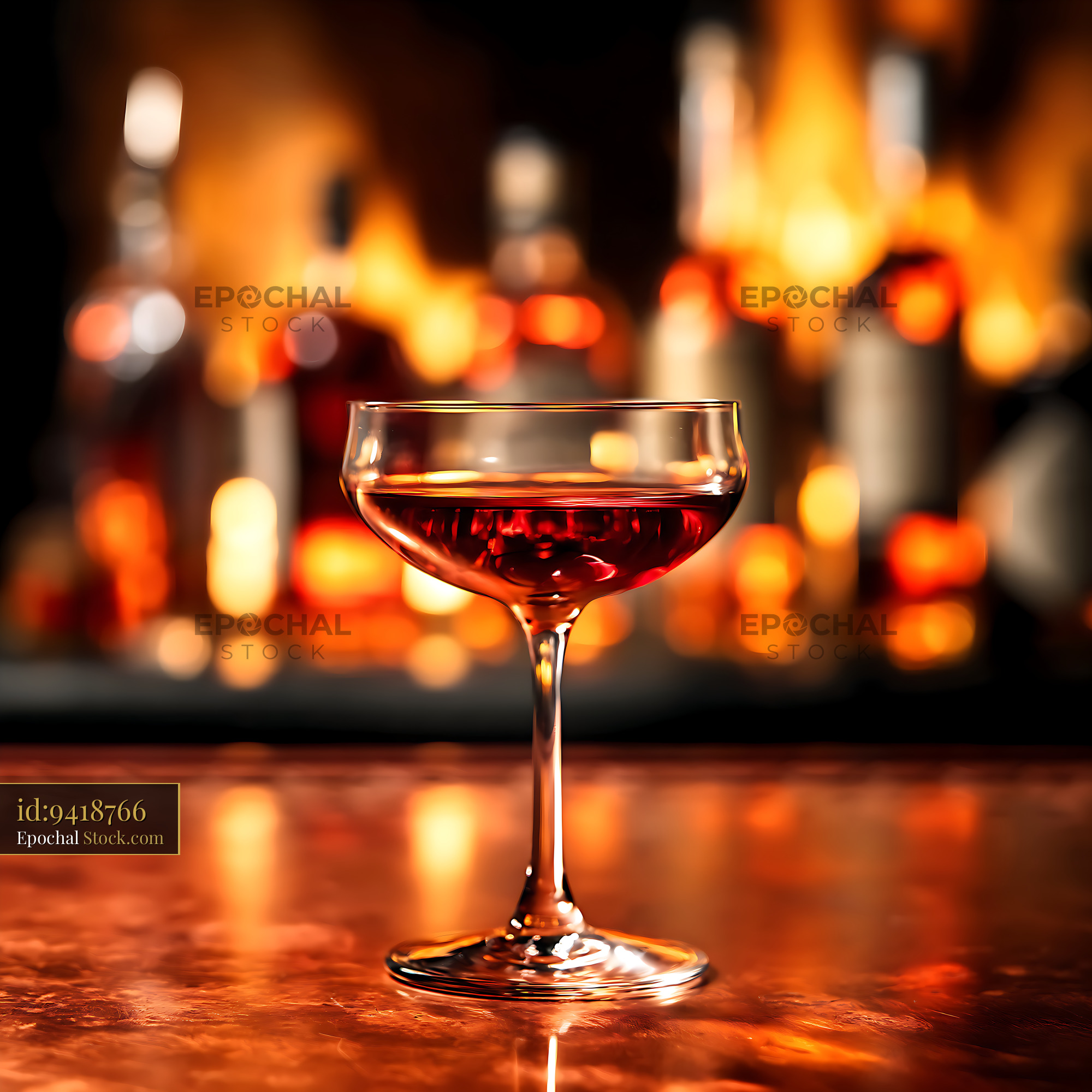 Elegant Red Cocktail Glass Candlelit Dinner - stock photo