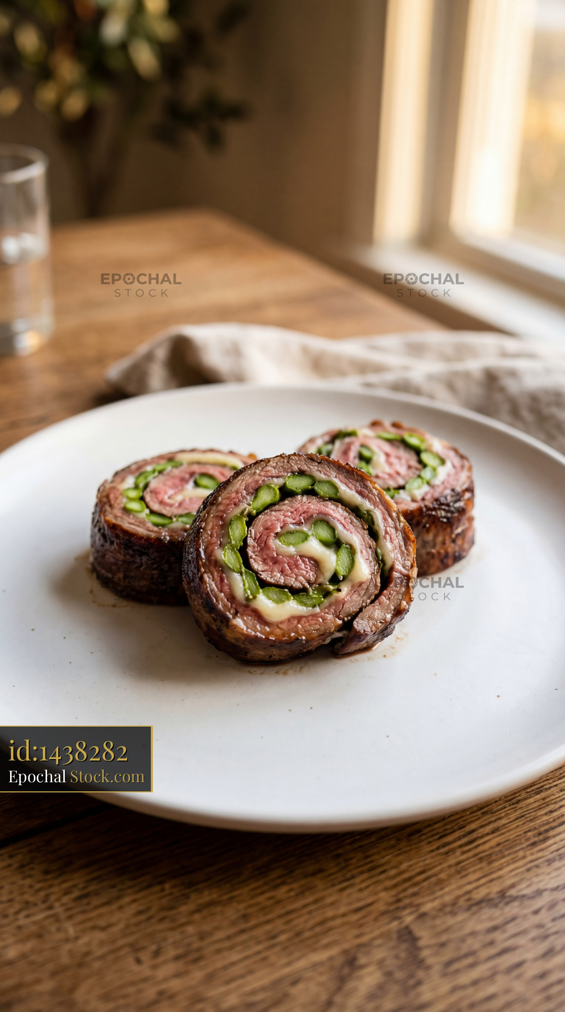 Beef Roulade Slices with Peas and Cream - stock photo