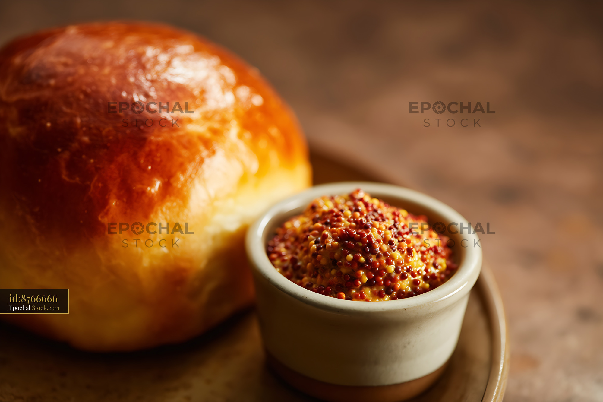 Glazed Bun and Red Spice Seasoning Close-up - stock photo