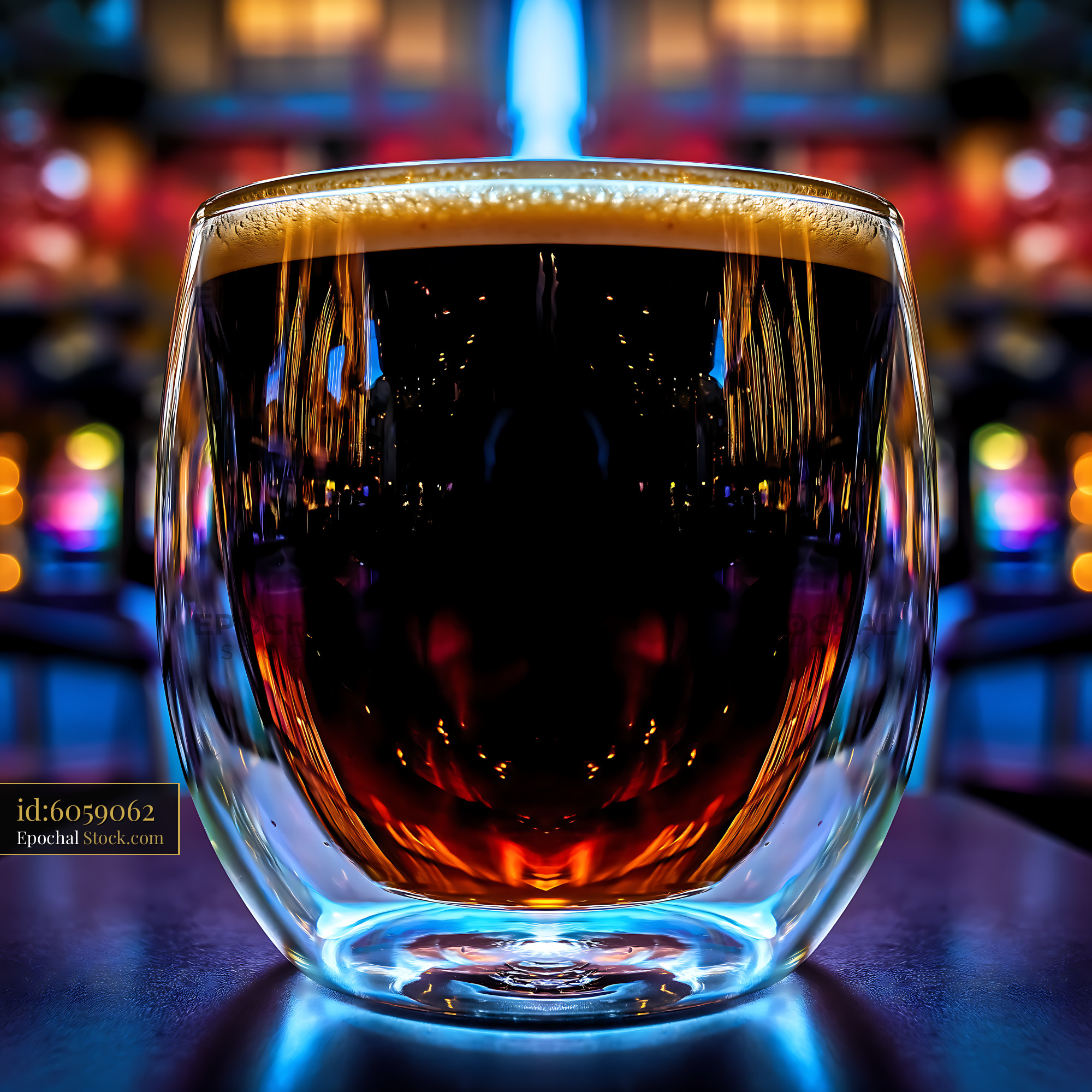 Nitro Caramel Coffee Double-Wall Glass Premium Setup - stock photo